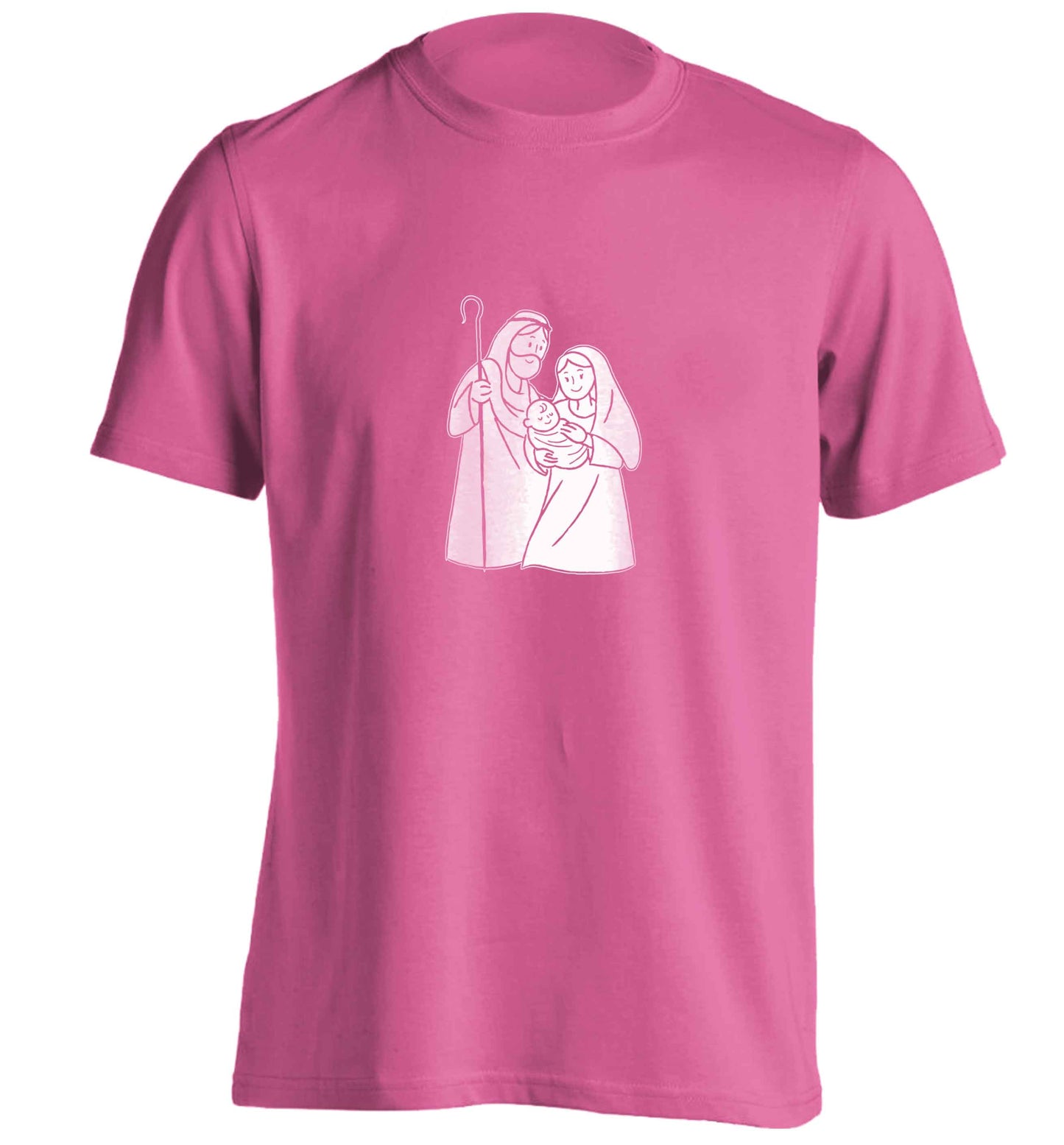 Jesus Mary and joseph adults unisex pink Tshirt 2XL