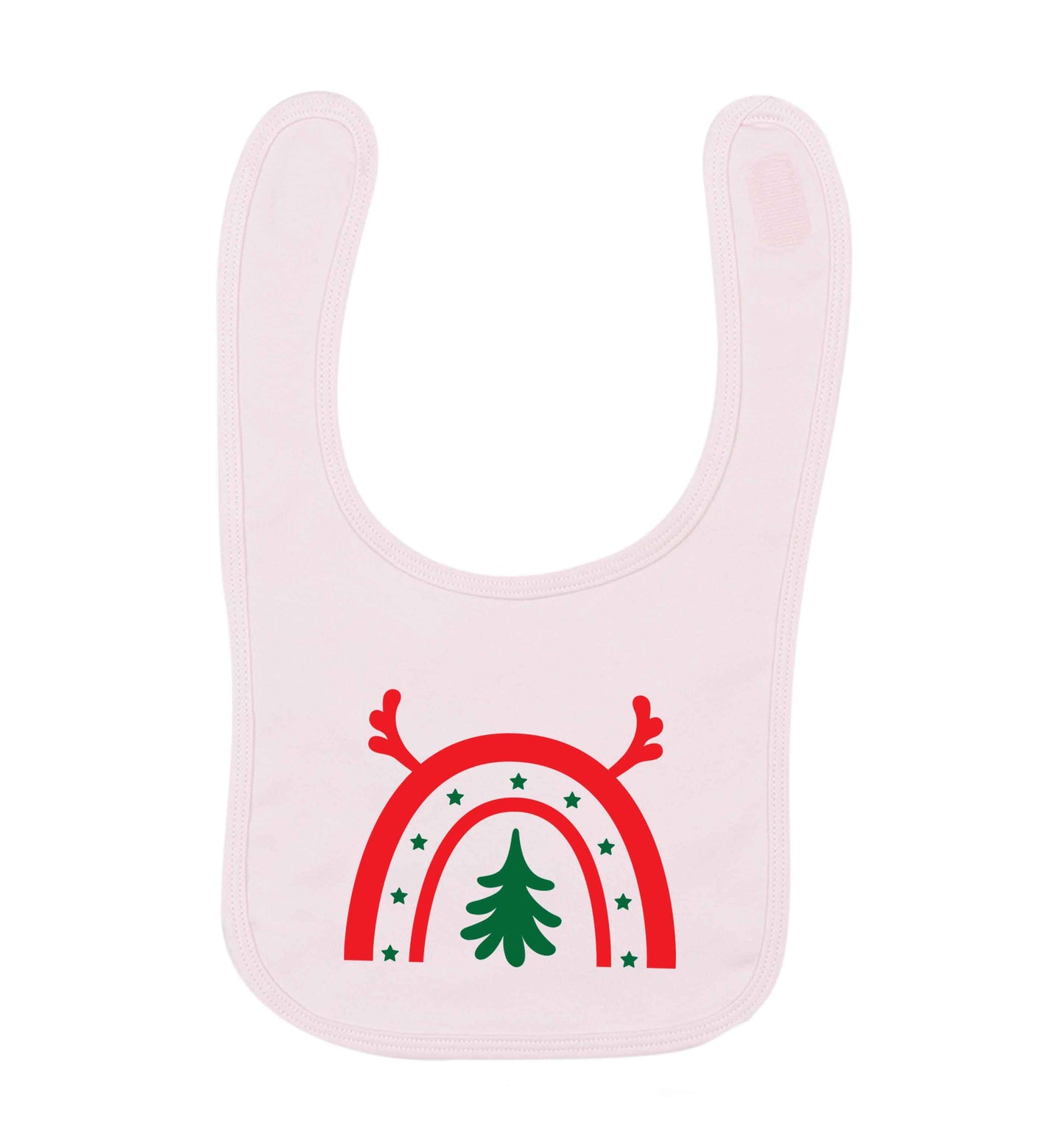 Christmas rainbow pale pink baby bib