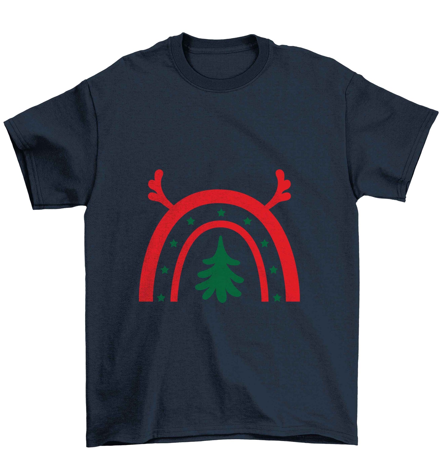 Christmas rainbow Children's navy Tshirt 12-13 Years