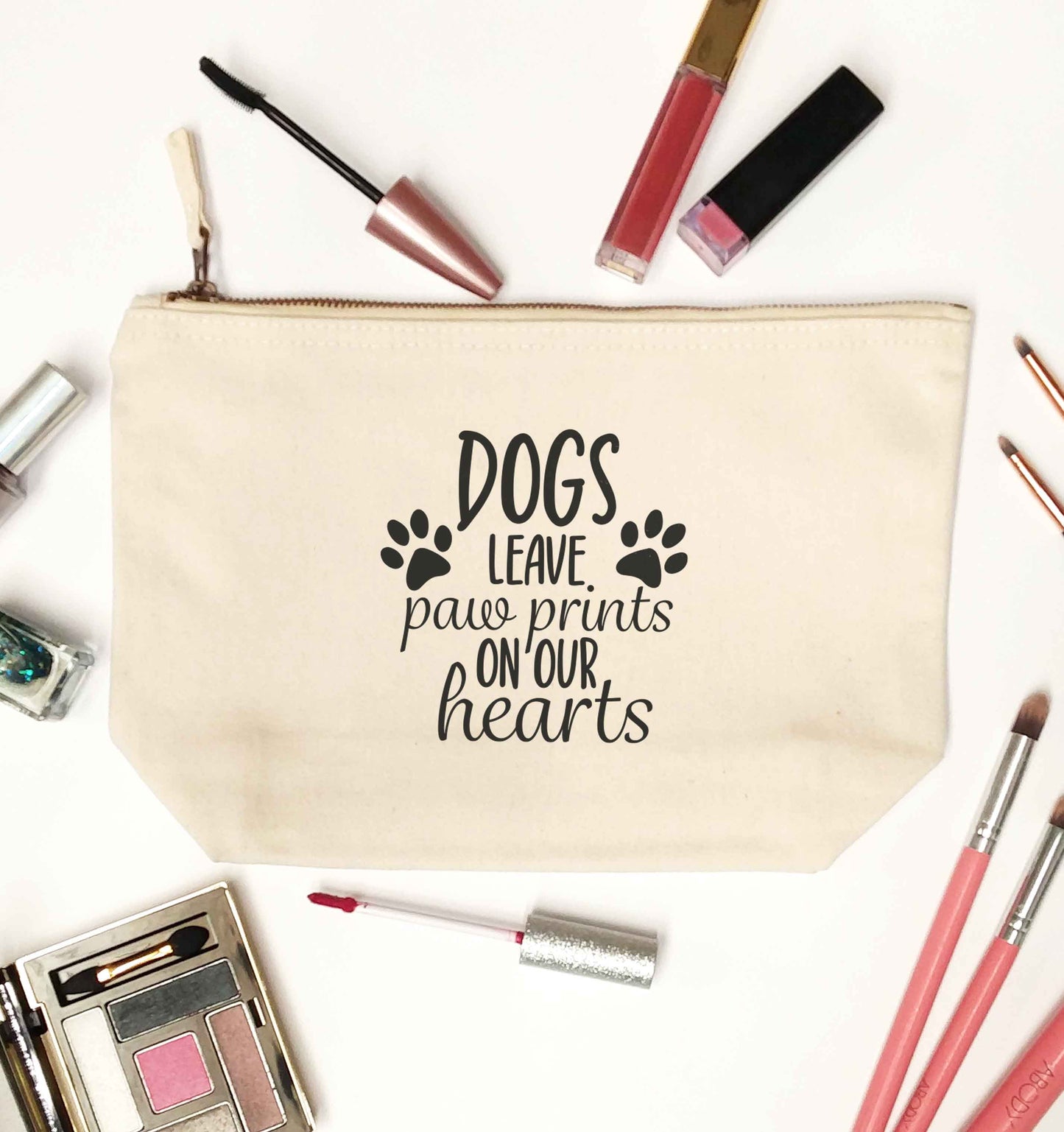 Dog leave paw prints on our hearts natural makeup bag