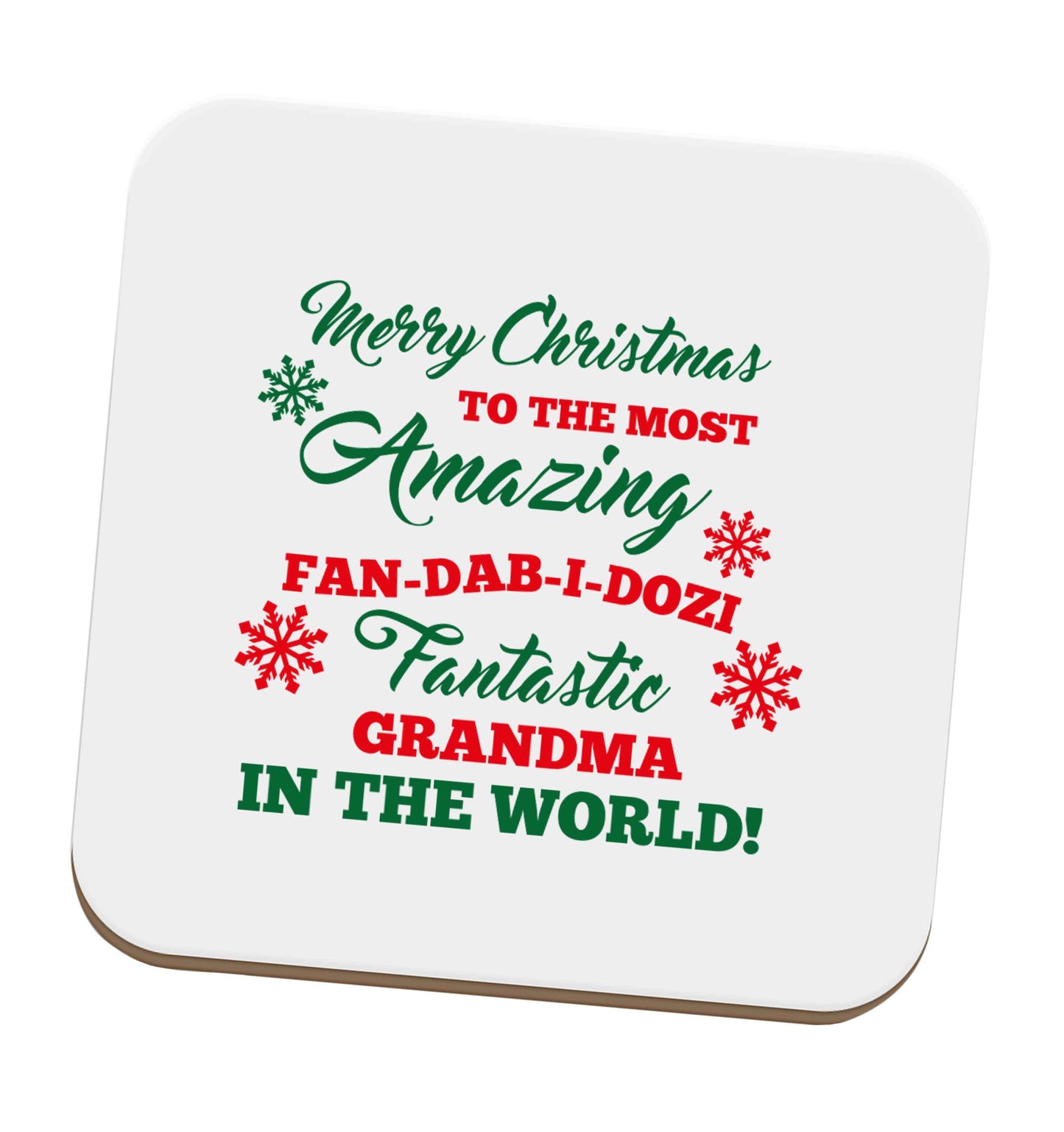 Merry Christmas to the most amazing fan-dab-i-dozi fantasic Grandma in the world set of four coasters