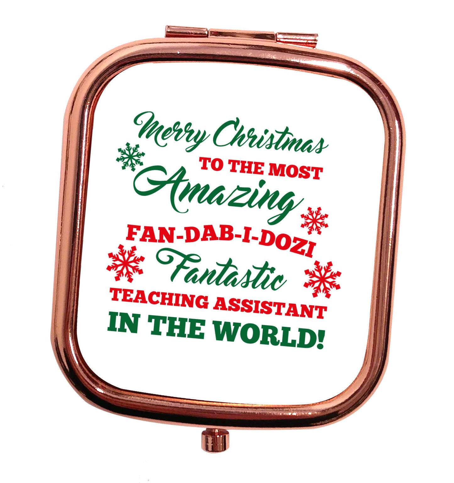 Merry Christmas to the most amazing fan-dab-i-dozi fantasic teaching assistant in the world rose gold square pocket mirror