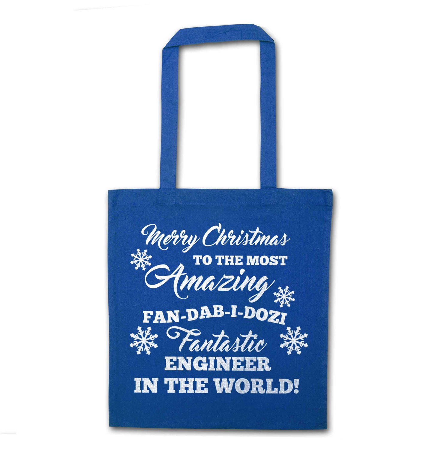 Merry Christmas to the most amazing engineer in the world! blue tote bag