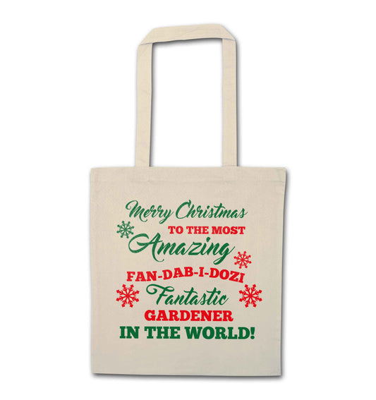 Merry Christmas to the most amazing gardener in the world! natural tote bag
