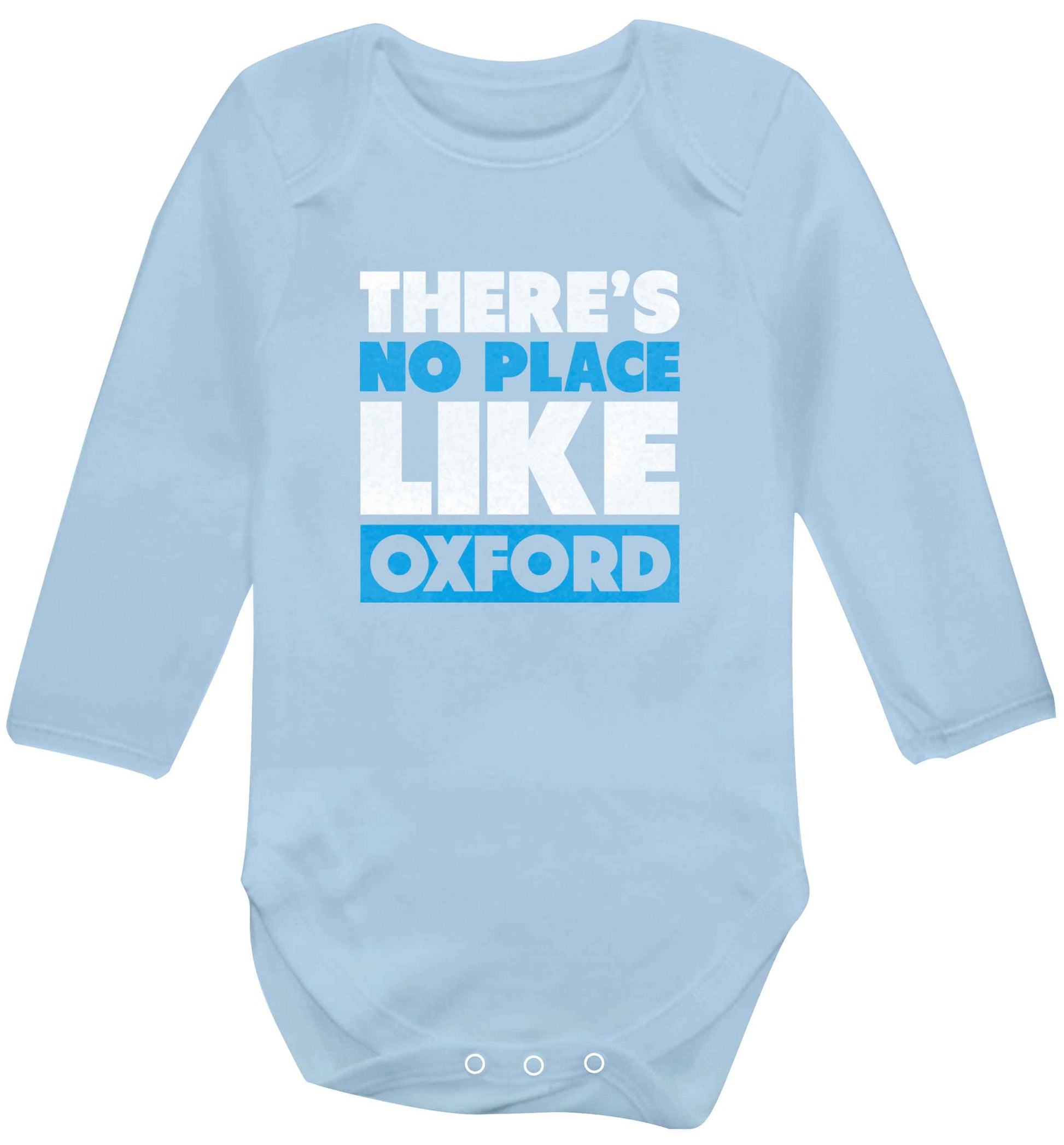 There's no place like Oxford baby vest long sleeved pale blue 6-12 months