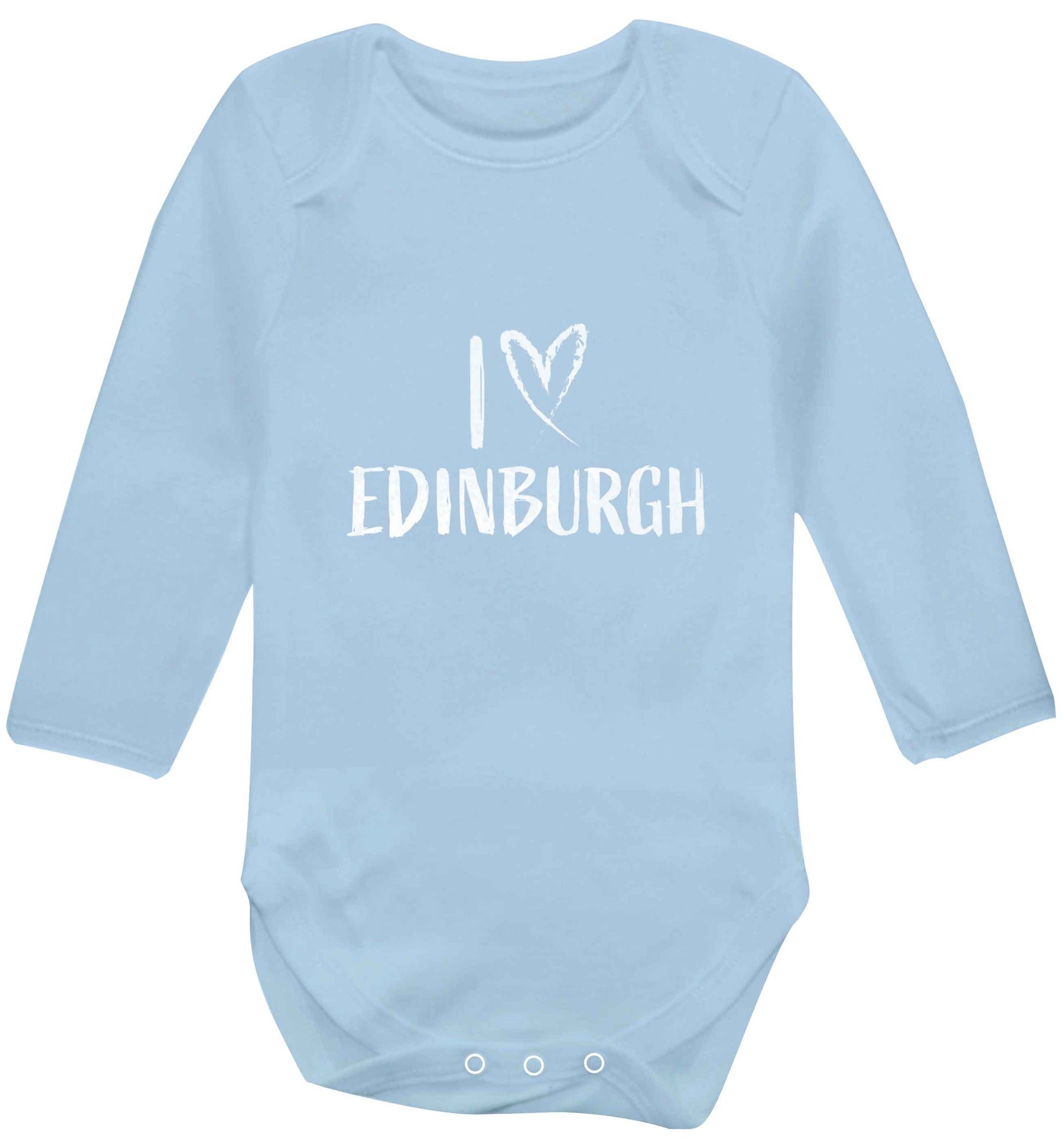 I love Edinburgh baby vest long sleeved pale blue 6-12 months