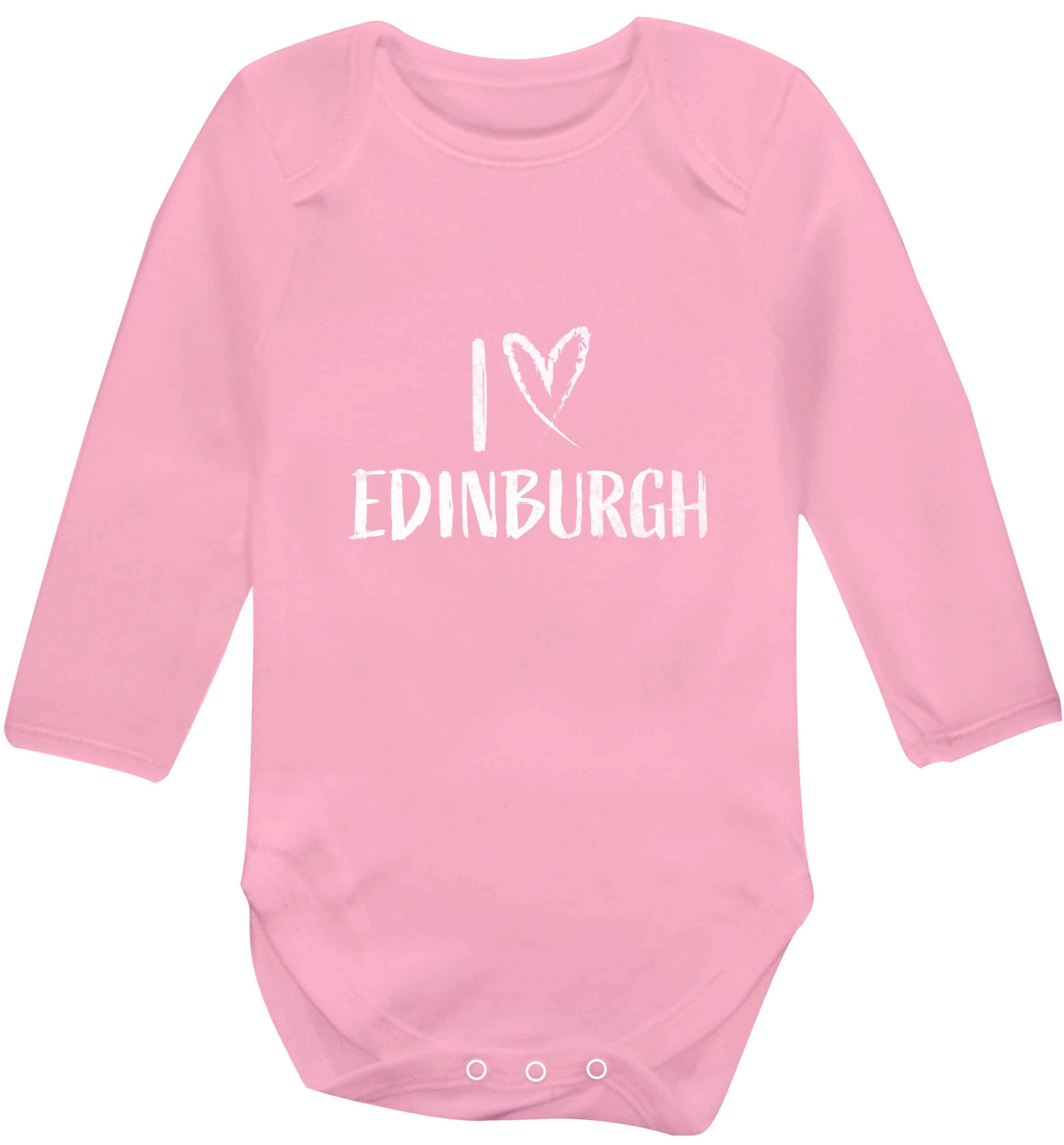 I love Edinburgh baby vest long sleeved pale pink 6-12 months