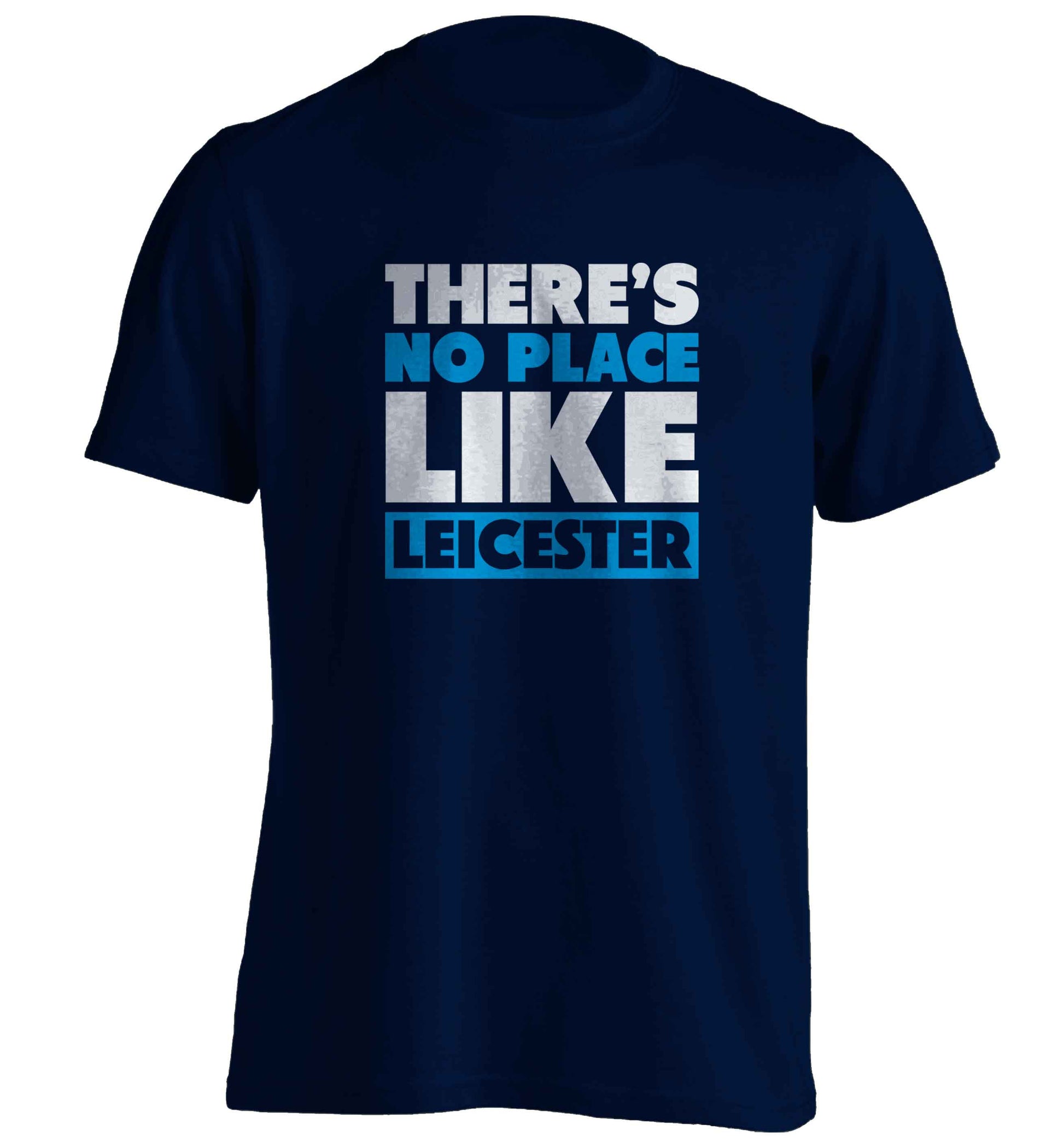 There's no place like Leicester adults unisex navy Tshirt 2XL