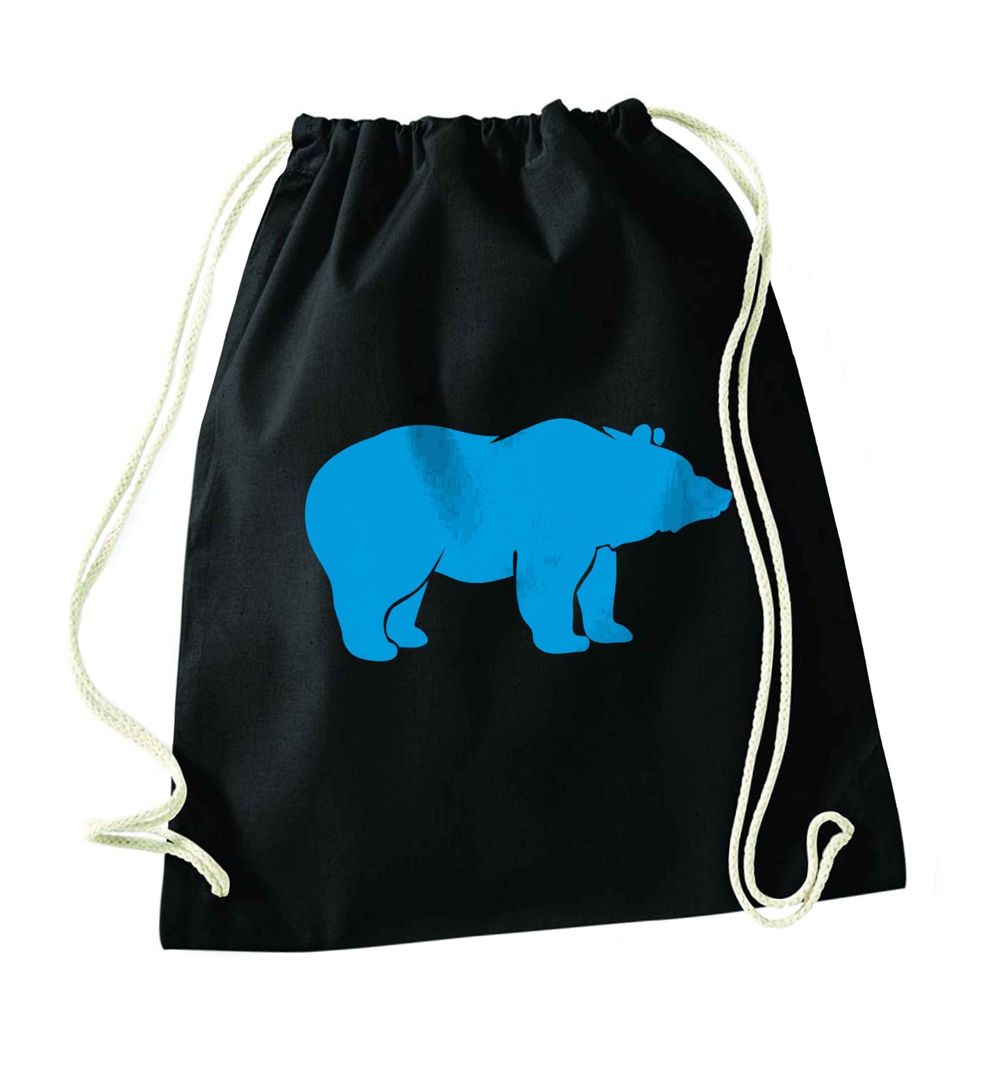 Blue bear black drawstring bag