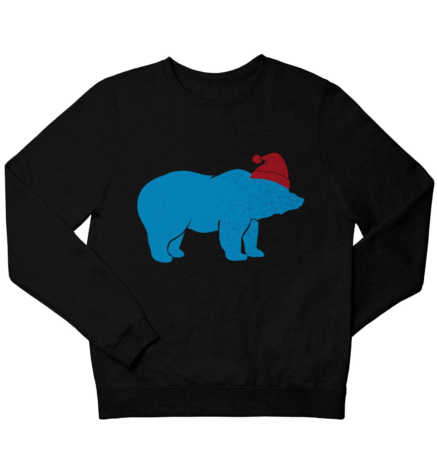 Blue bear Santa children's black sweater 12-13 Years