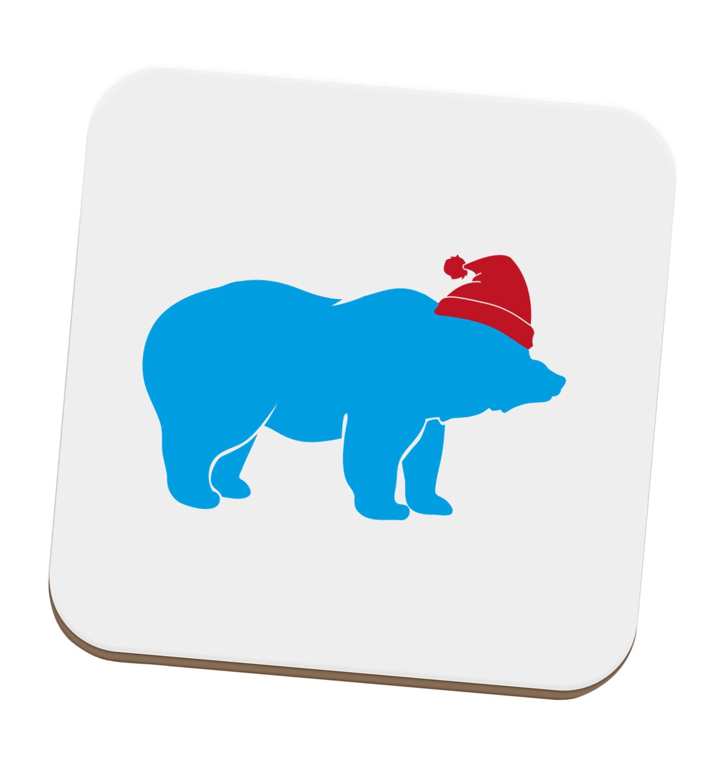 Blue bear Santa set of four coasters