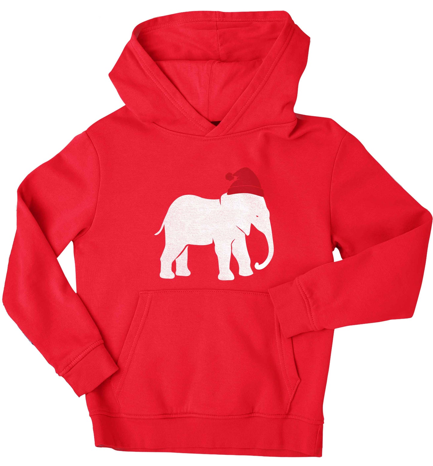 Pink elephant Santa children's red hoodie 12-13 Years