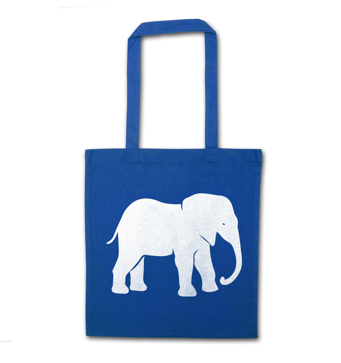 Pink elephant blue tote bag