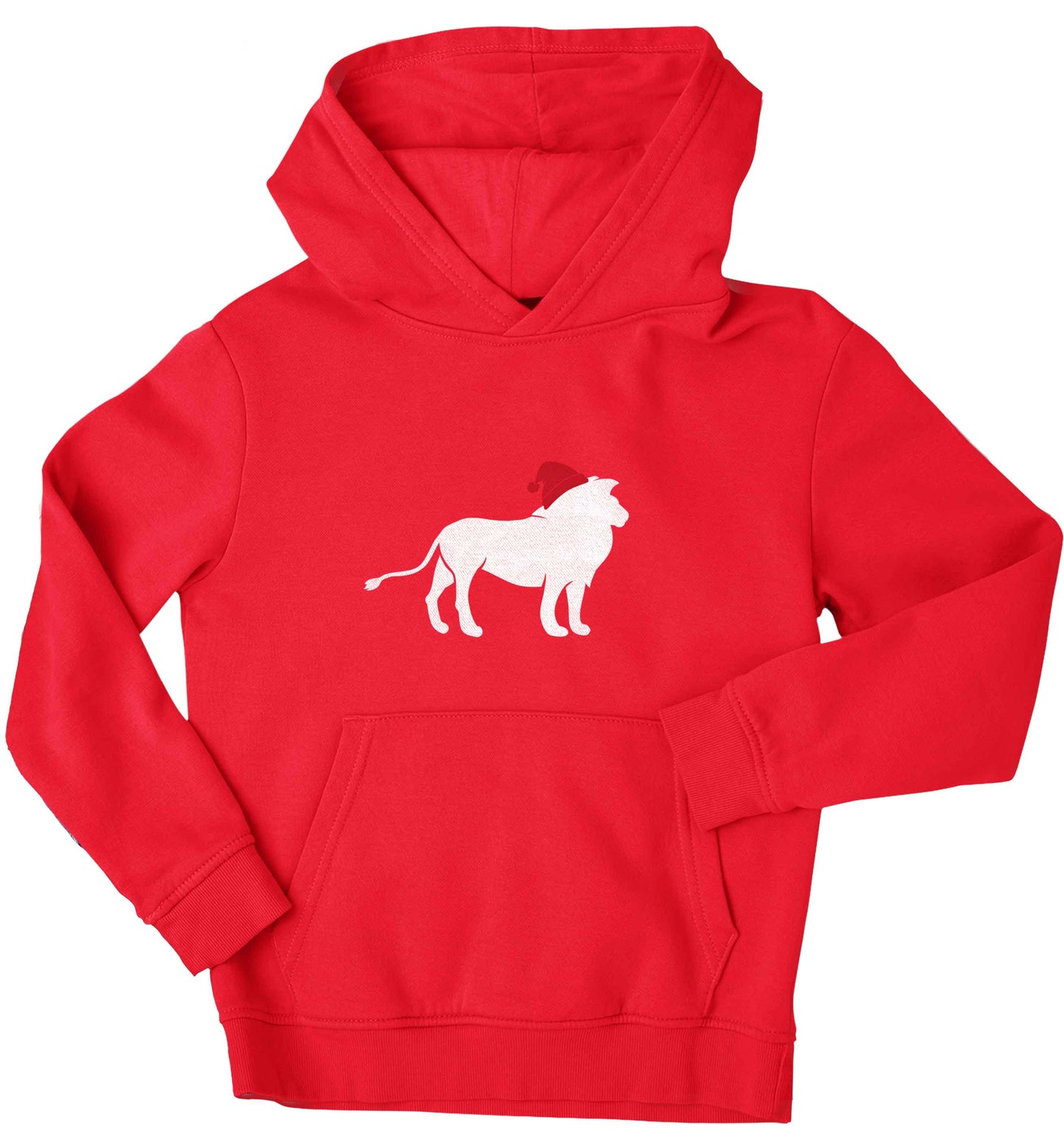 Gold lion santa children's red hoodie 12-13 Years