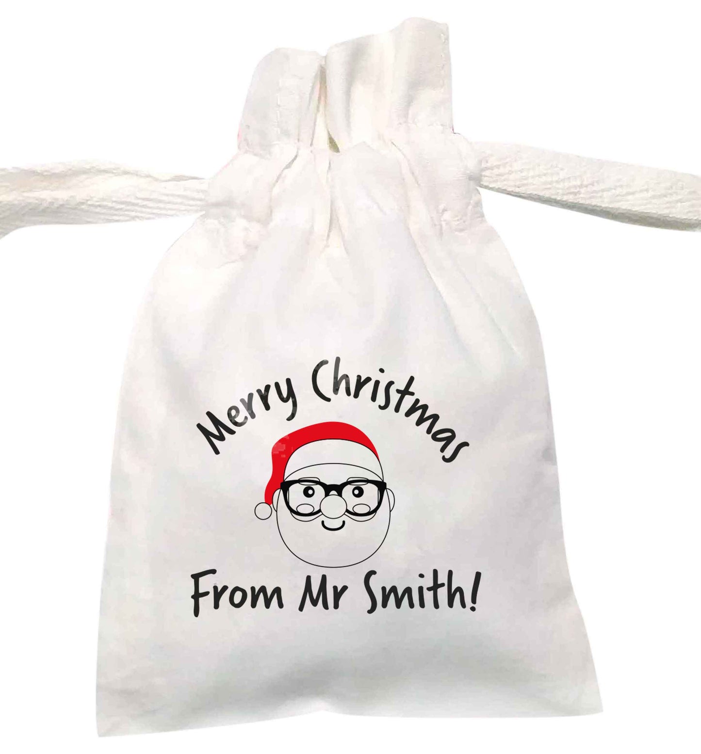 Personalised teacher merry Christmas from Mr | XS - L | Pouch / Drawstring bag / Sack | Organic Cotton | Bulk discounts available!
