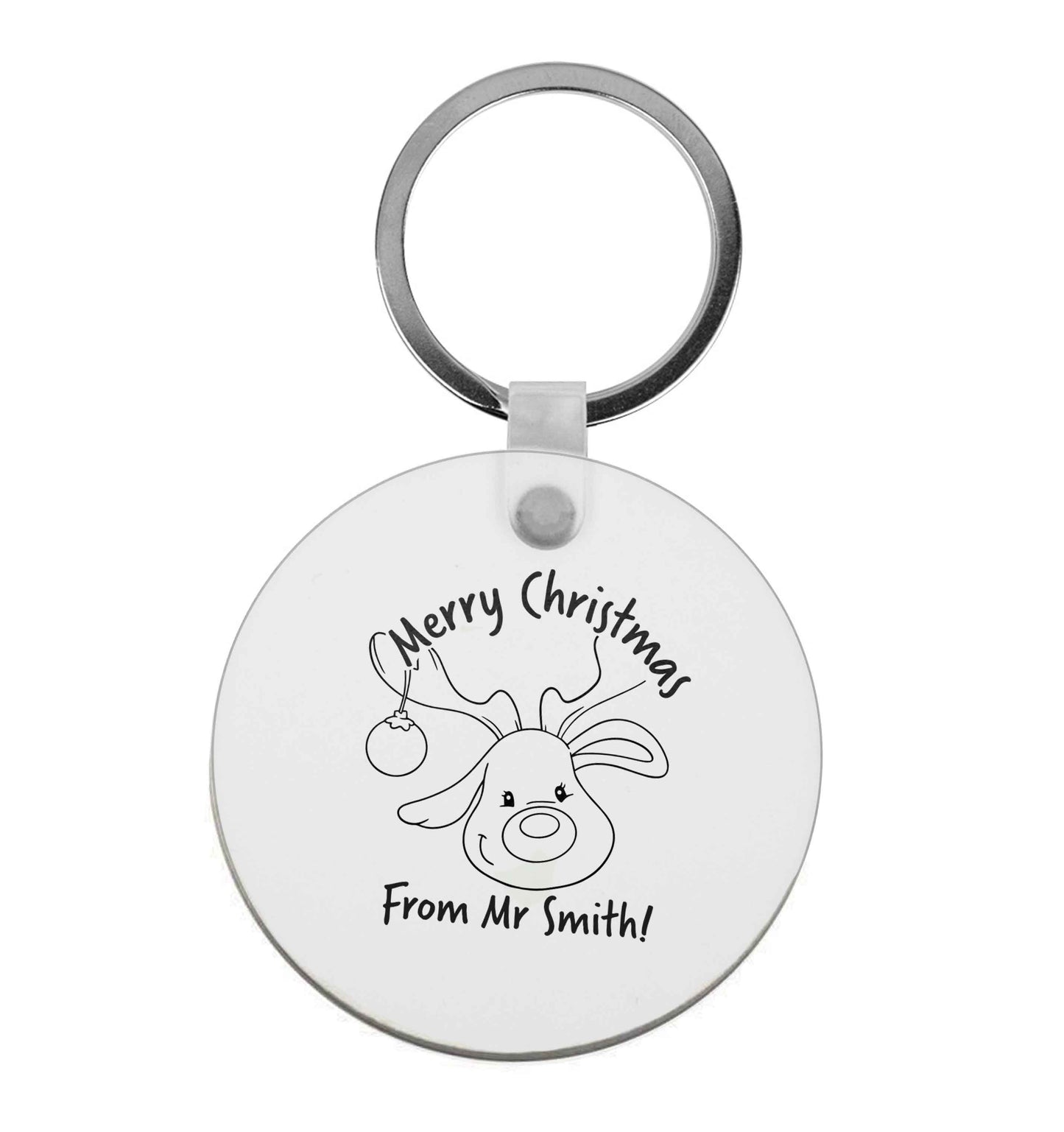 Personalised reindeer teacher merry Christmas from Mr | Keyring