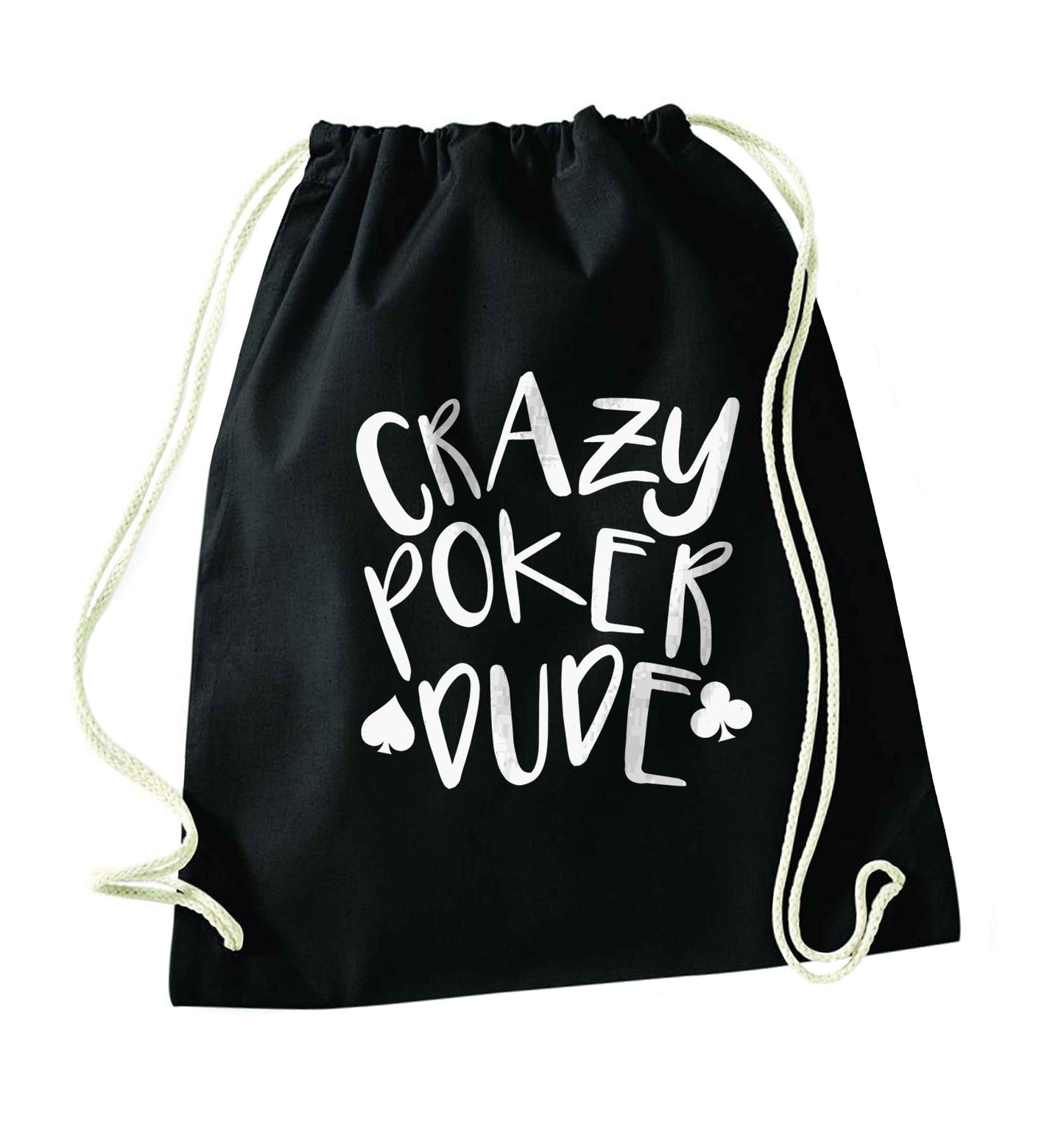 Crazy poker dude black drawstring bag