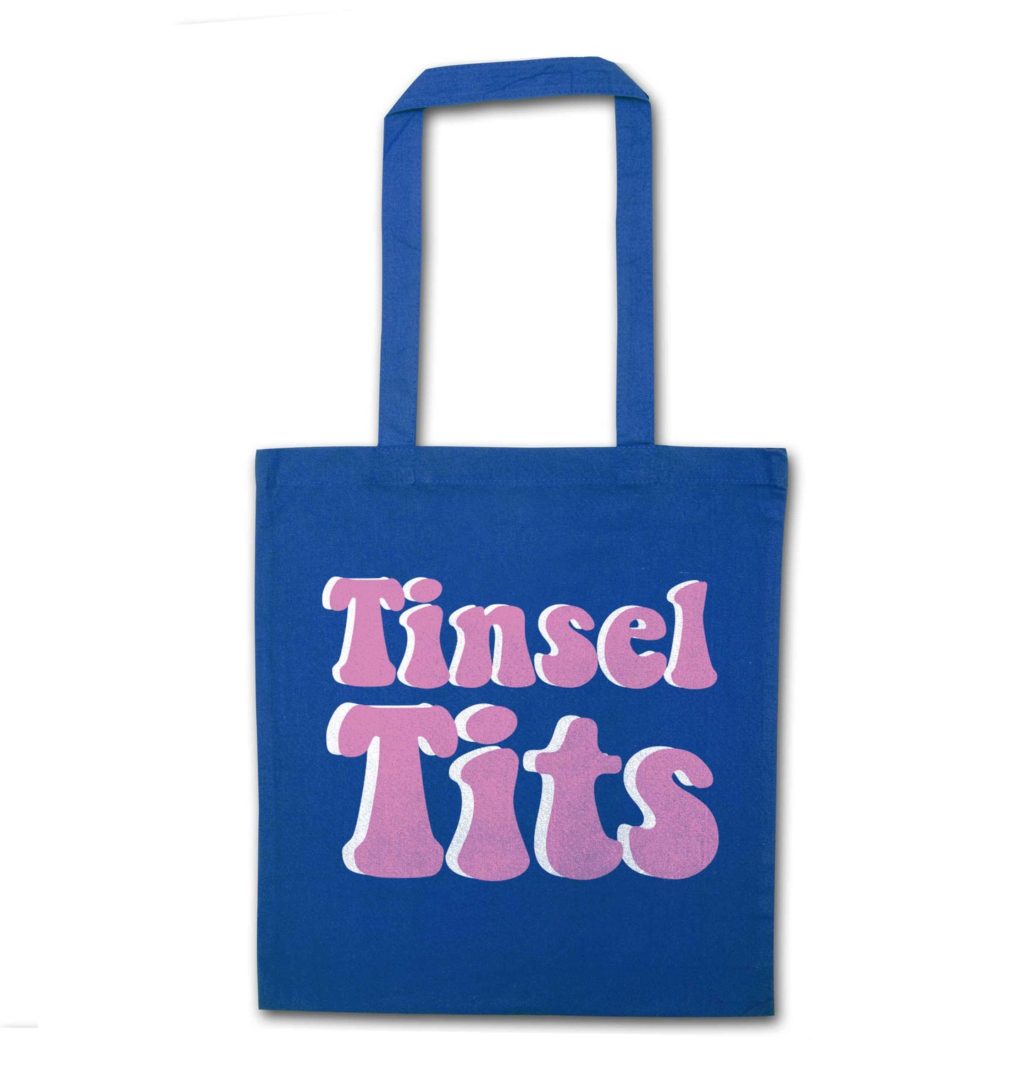 Tinsel tits blue tote bag