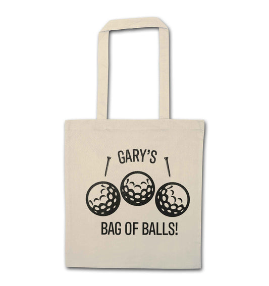 Personalised bag of golf balls natural tote bag