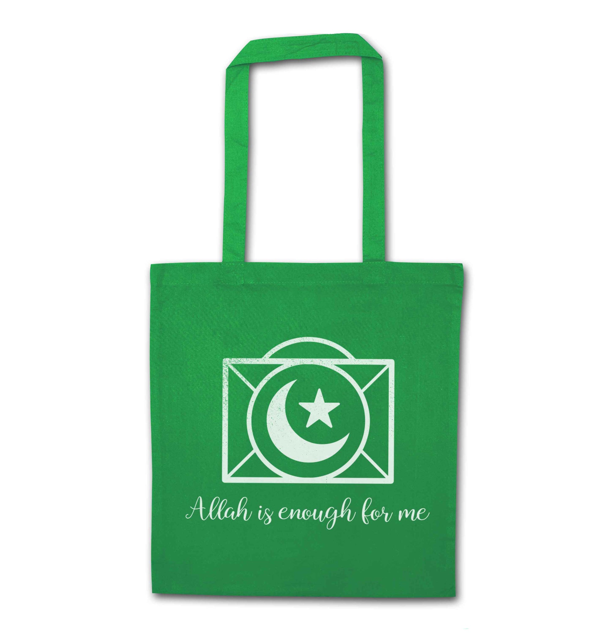 Allah is enough for me green tote bag