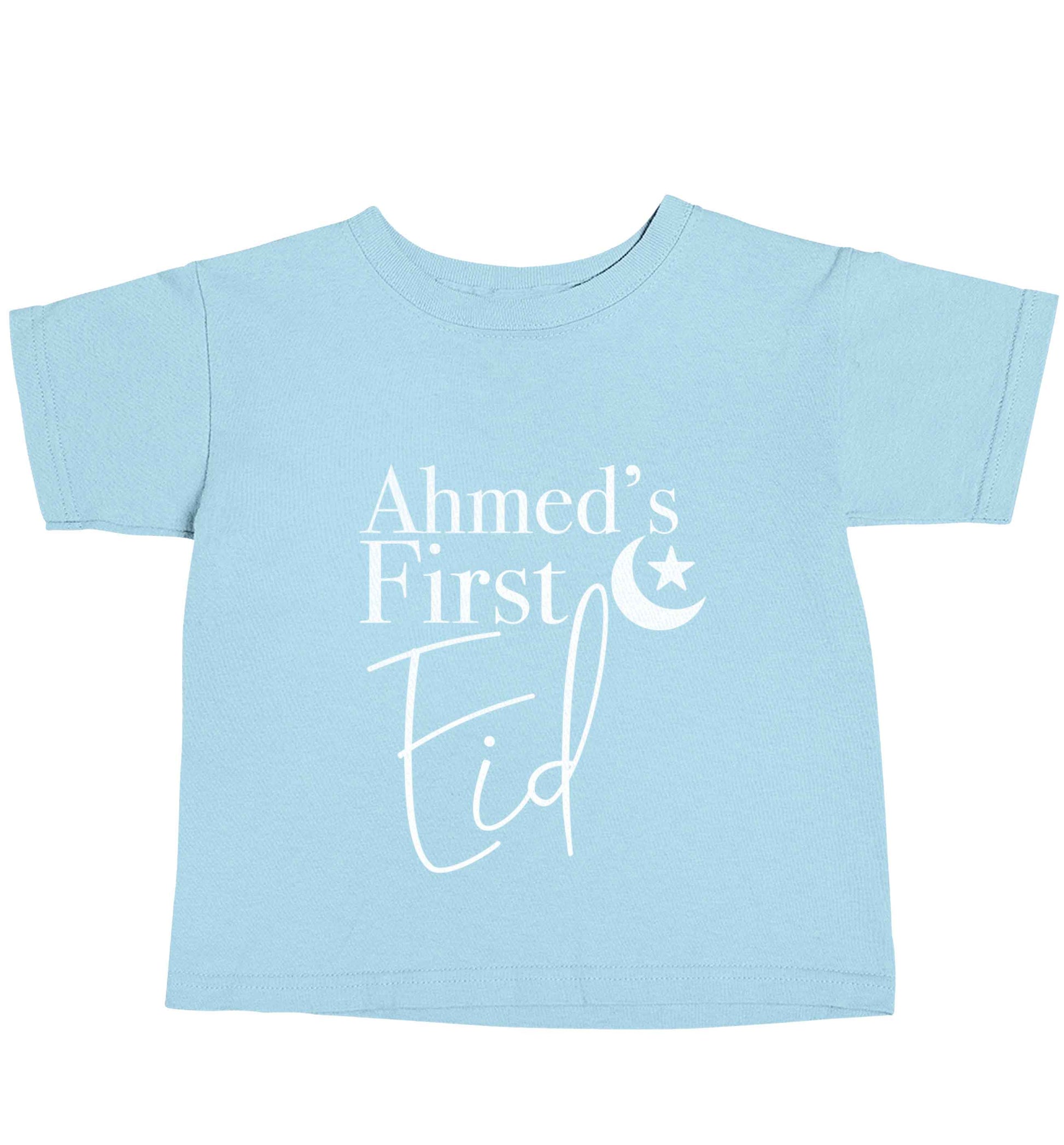 Personalised first Eid light blue baby toddler Tshirt 2 Years