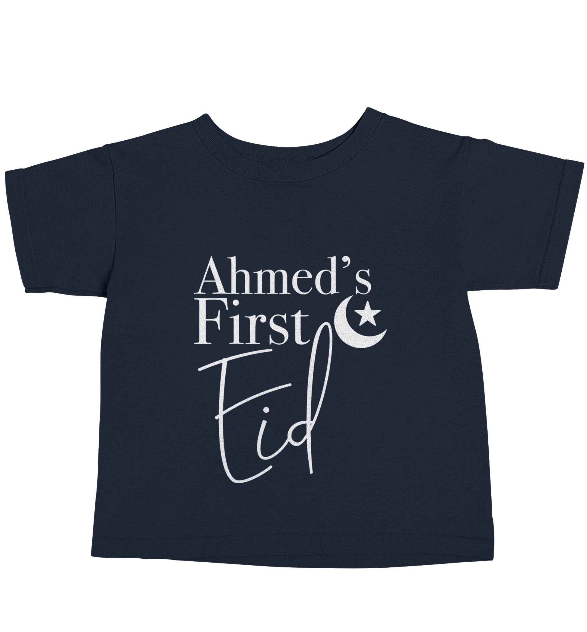 Personalised first Eid navy baby toddler Tshirt 2 Years