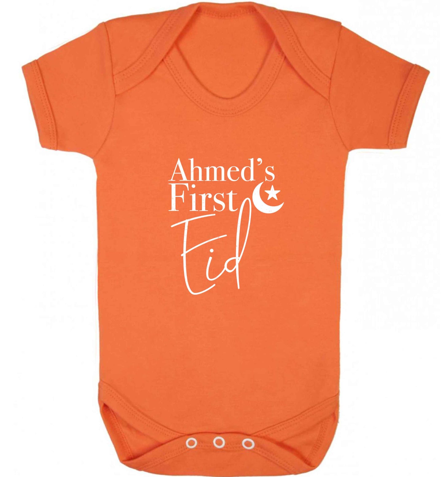 Personalised first Eid baby vest orange 18-24 months