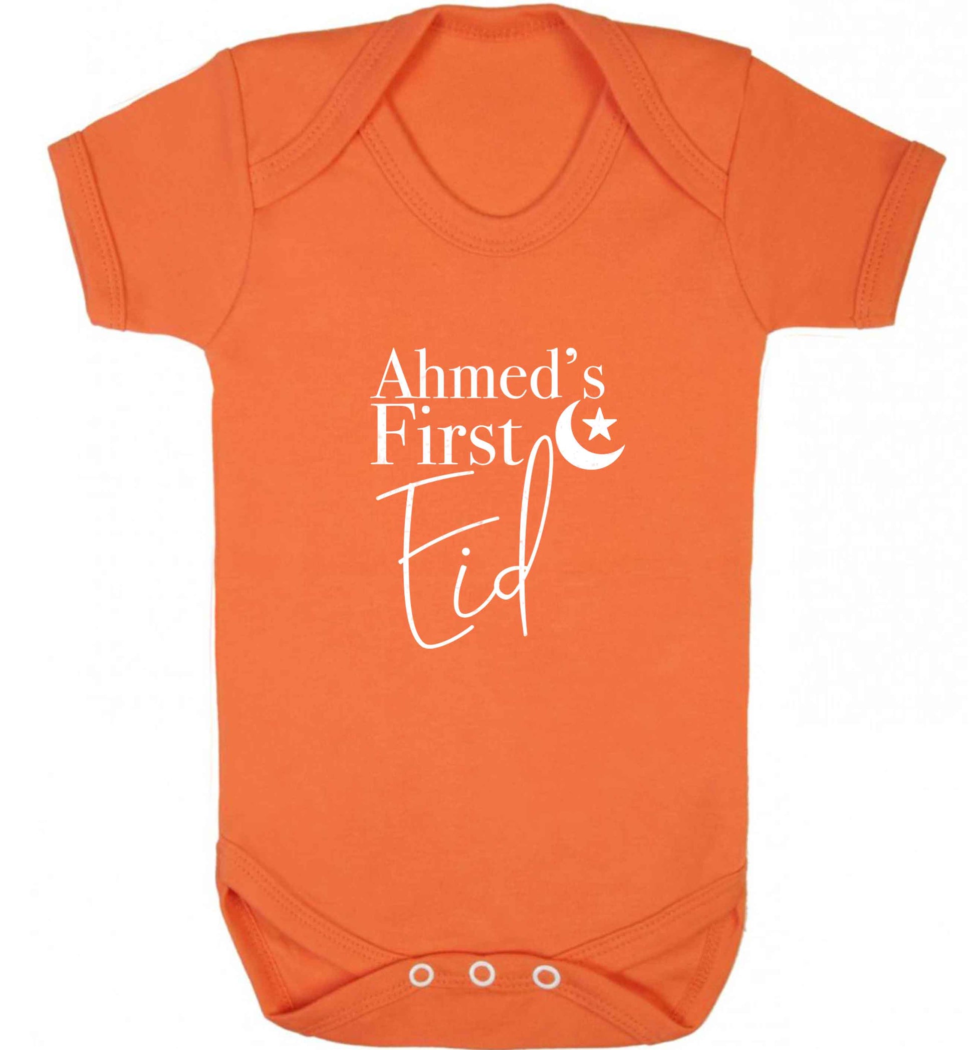 Personalised first Eid baby vest orange 18-24 months