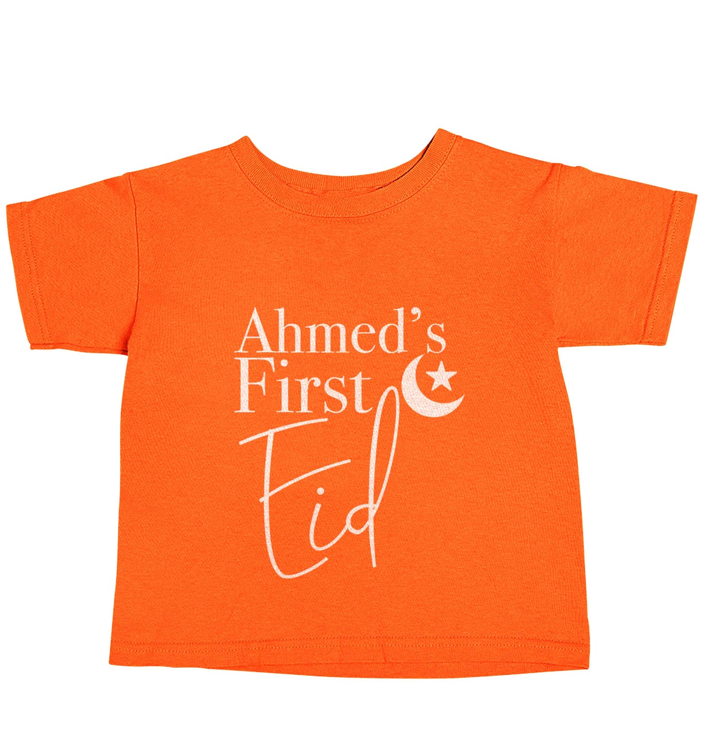Personalised first Eid orange baby toddler Tshirt 2 Years