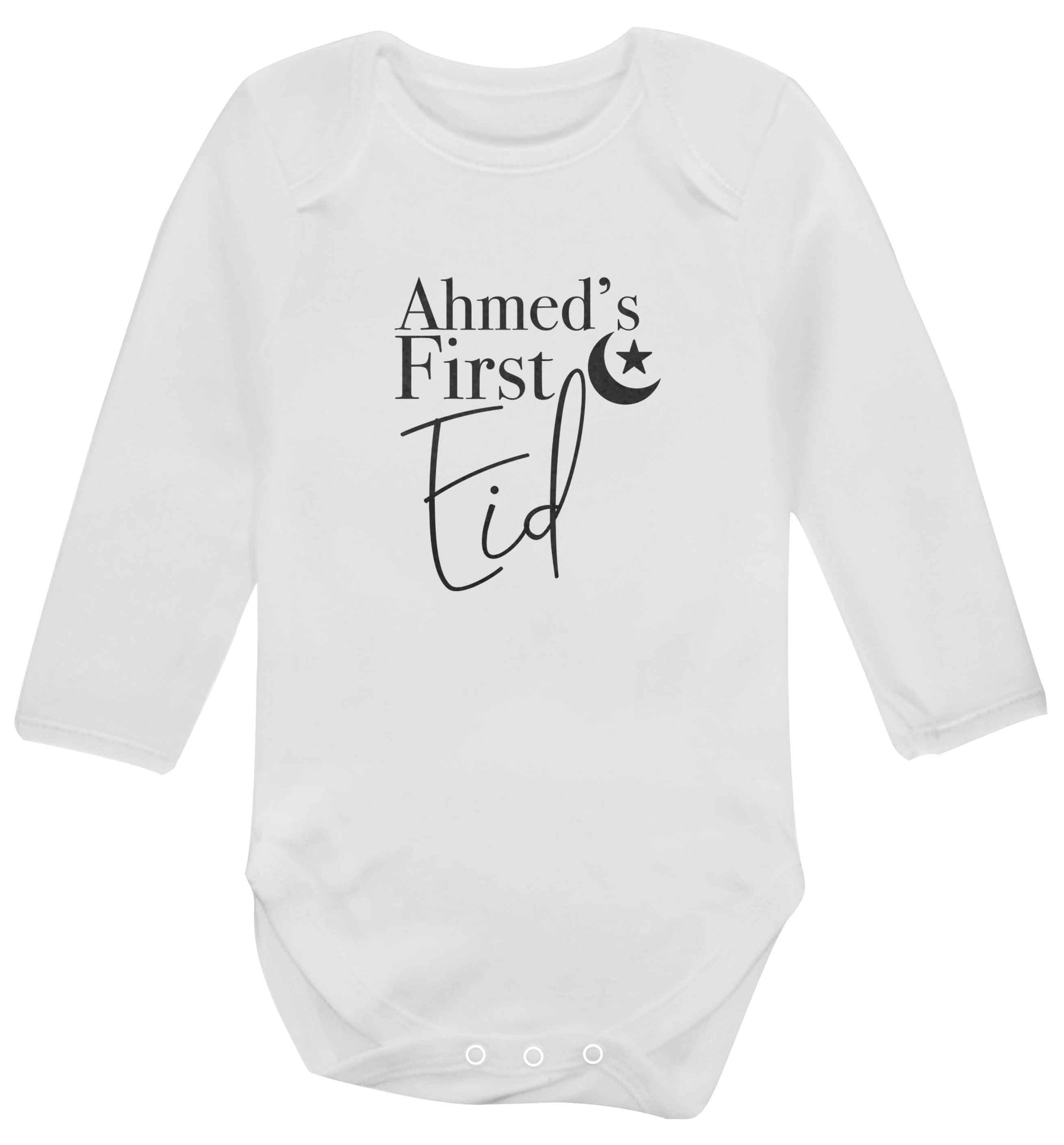 Personalised first Eid baby vest long sleeved white 6-12 months