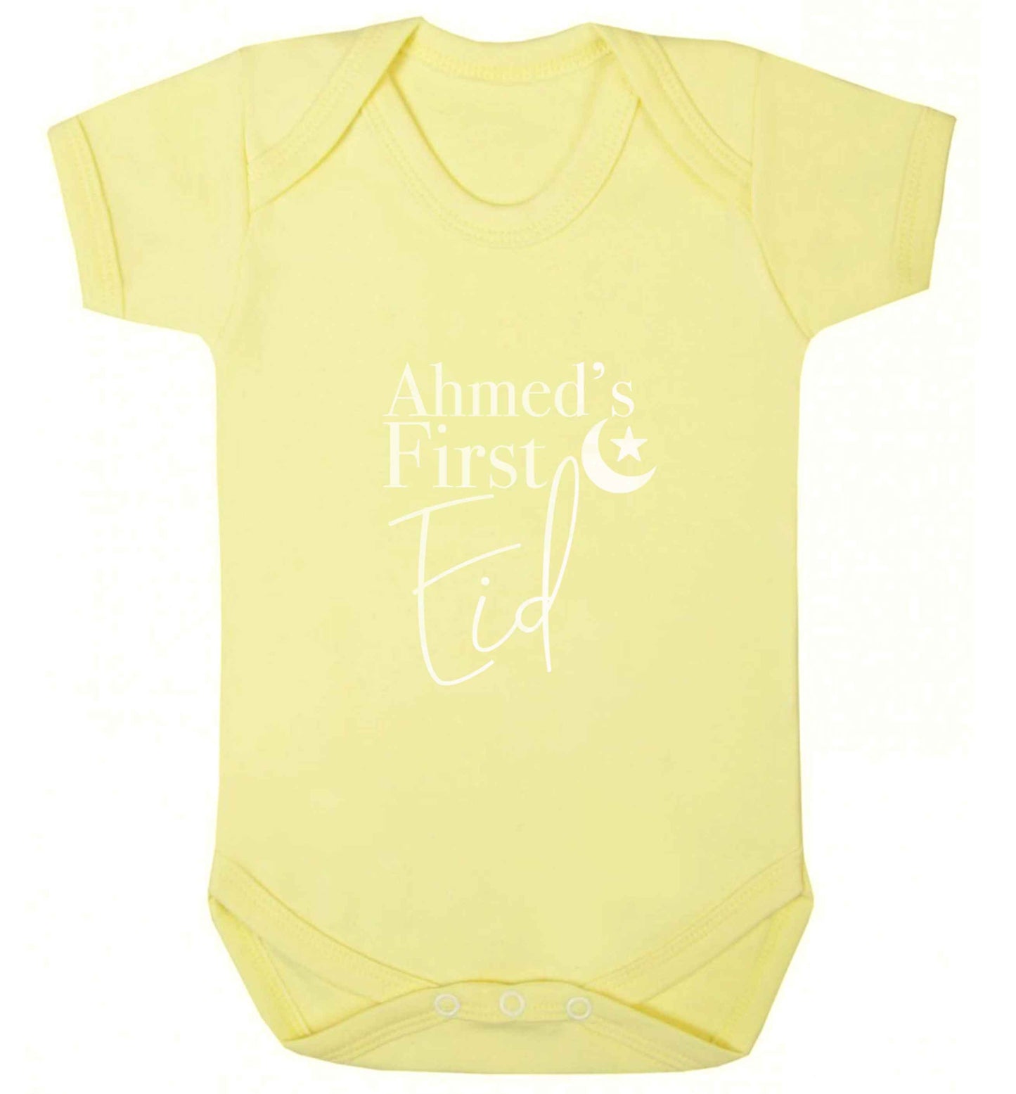 Personalised first Eid baby vest pale yellow 18-24 months