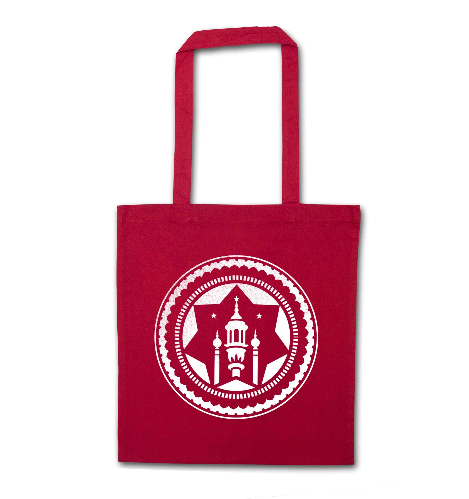 mosque red tote bag