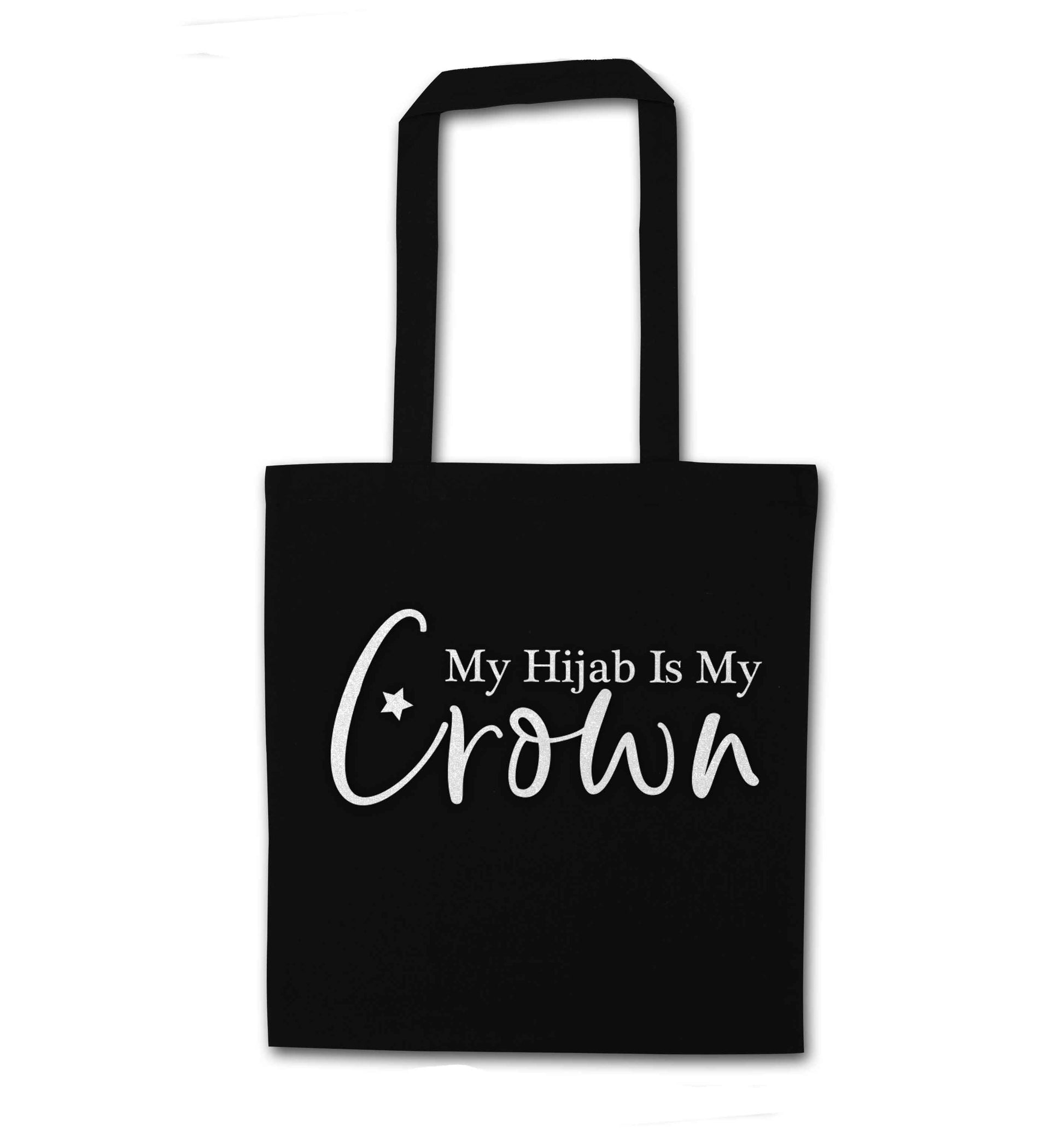 My hijab is my crown black tote bag