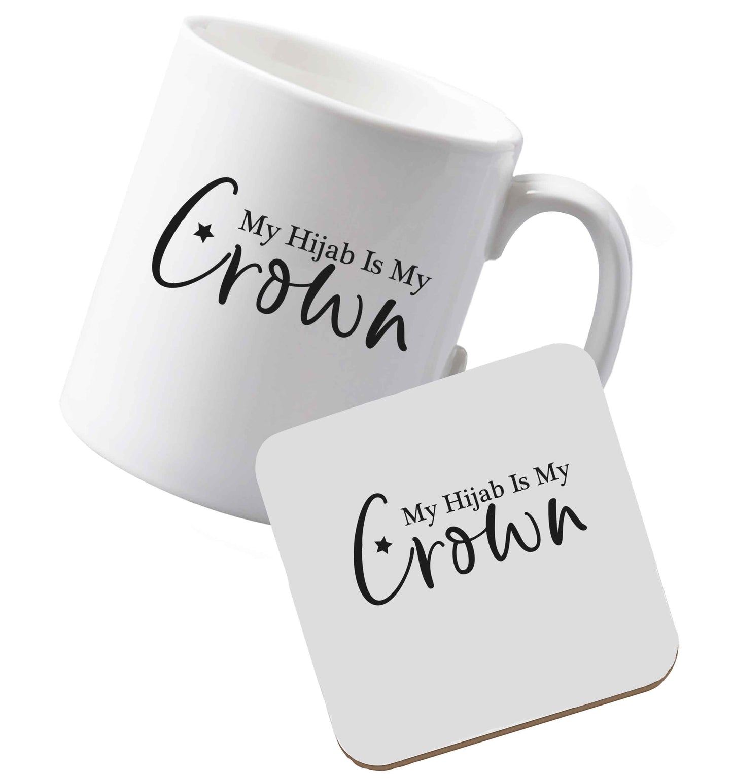10 oz Ceramic mug and coaster My hijab is my crown both sides