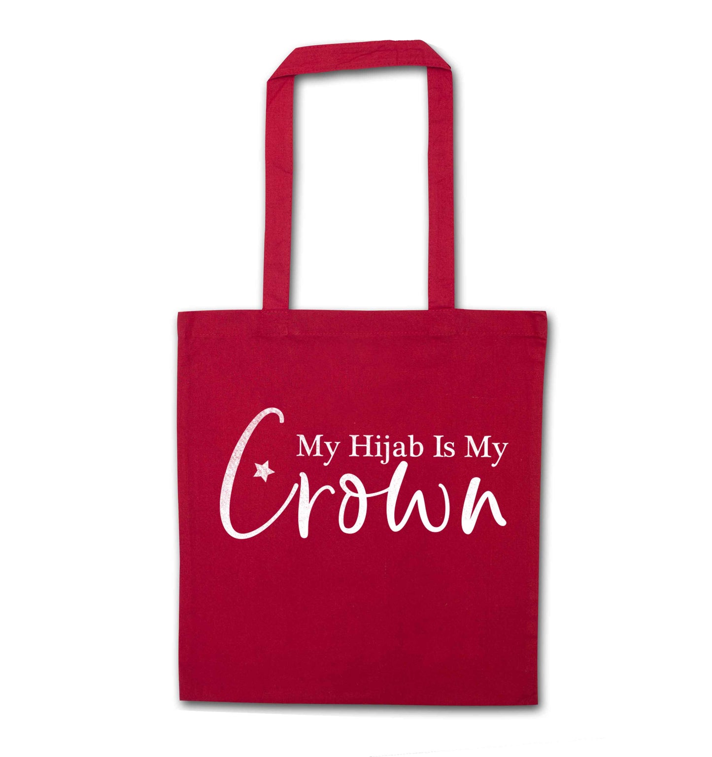 My hijab is my crown red tote bag