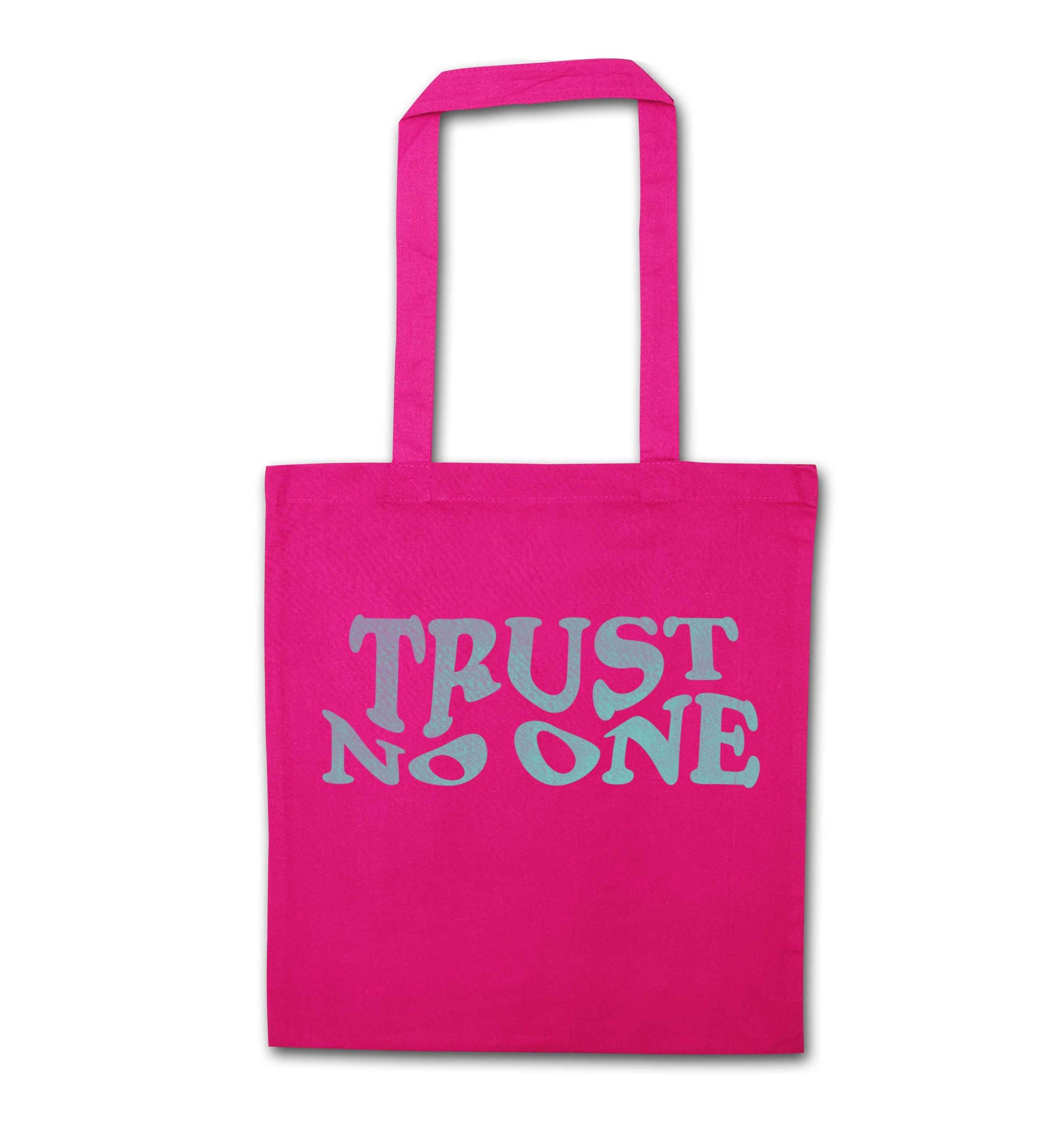 Trust no one pink tote bag