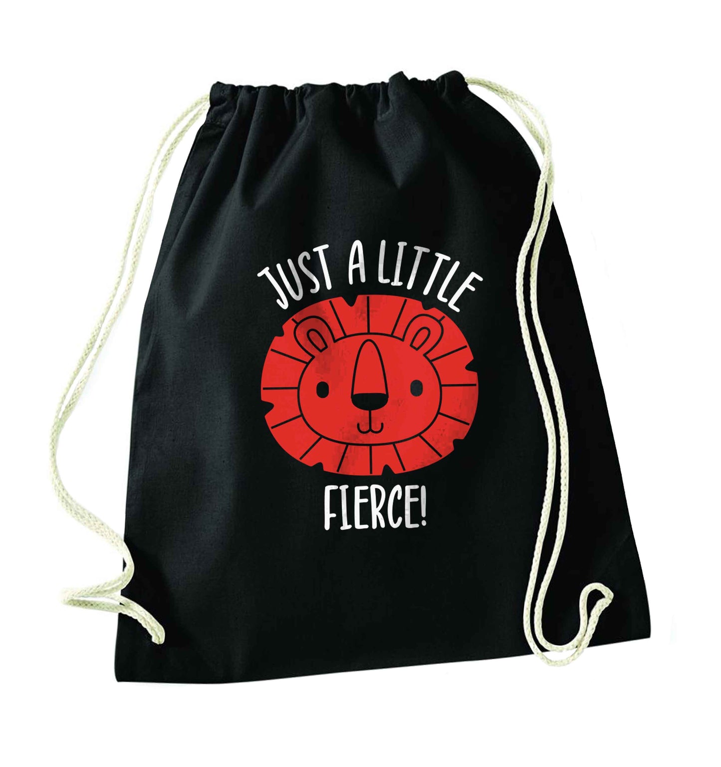 Just a little fierce black drawstring bag