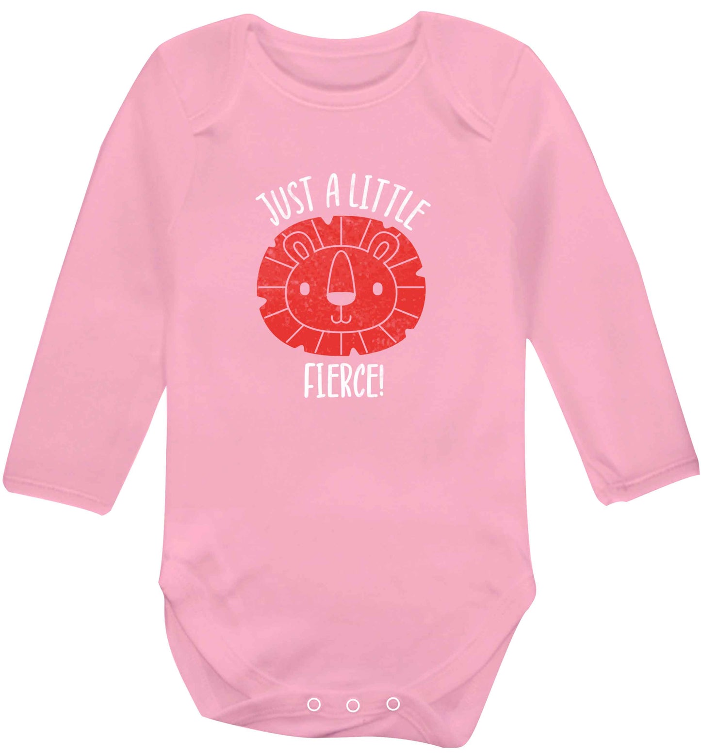 Just a little fierce baby vest long sleeved pale pink 6-12 months