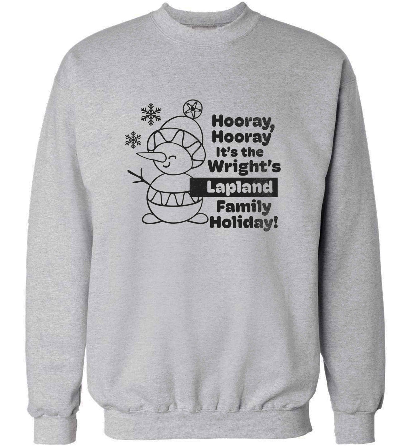 Hooray it's the personalised Lapland holiday! adult's unisex grey sweater 2XL