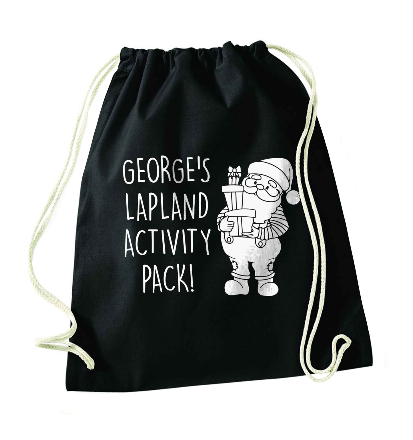 Custom Lapland activity pack black drawstring bag