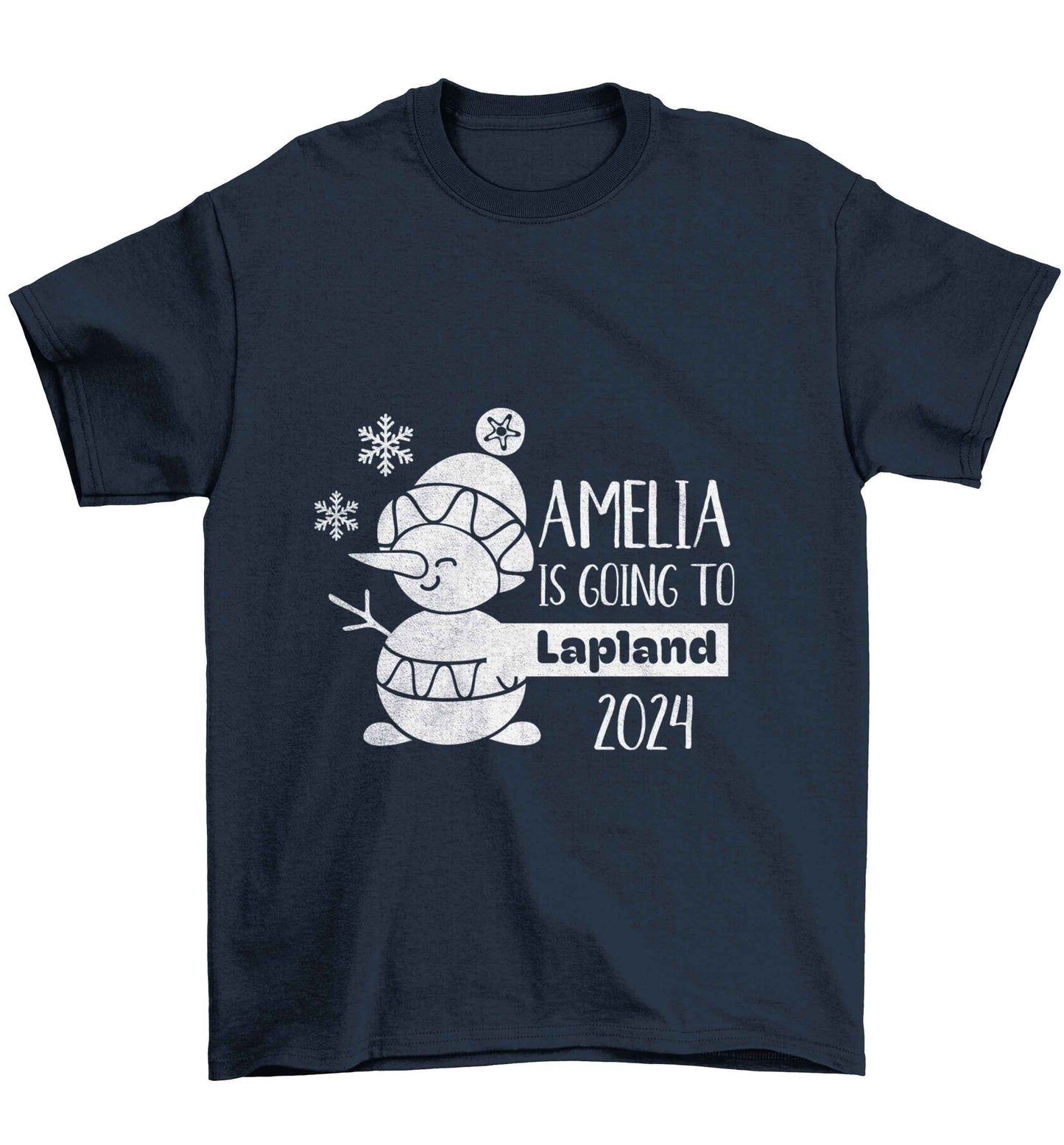 Any name here - is going to Lapland personalised Children's navy Tshirt 12-13 Years