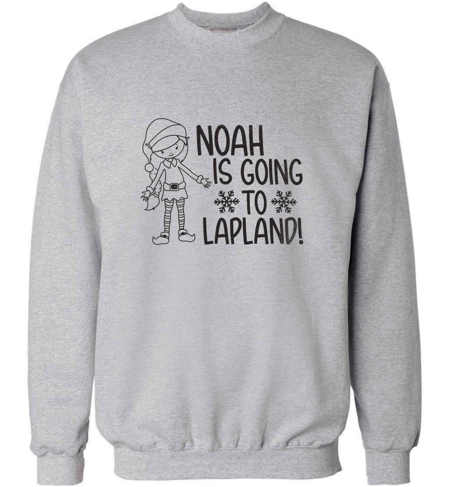 Any name here - is going to Lapland personalised elf adult's unisex grey sweater 2XL