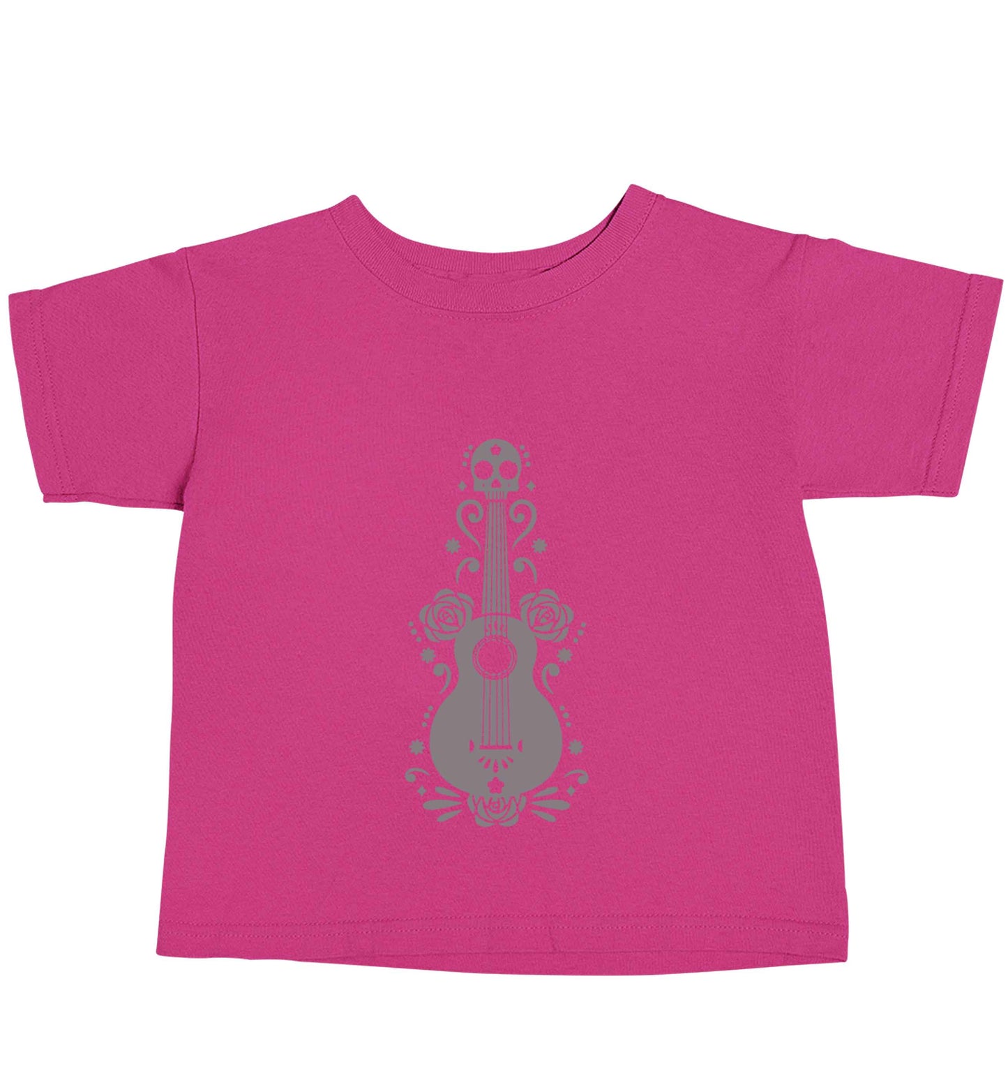 Guitar skull illustration pink baby toddler Tshirt 2 Years