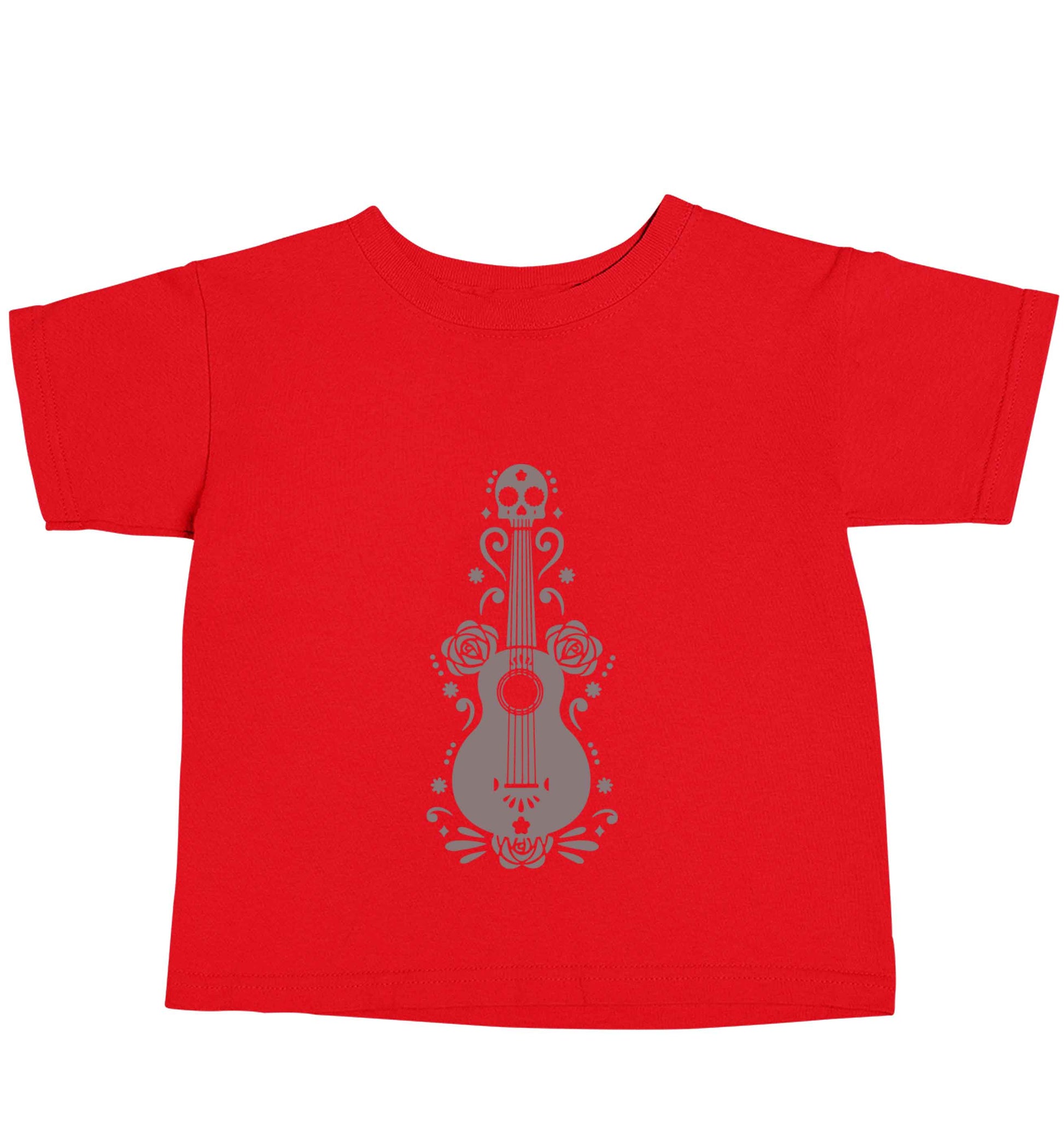 Guitar skull illustration red baby toddler Tshirt 2 Years