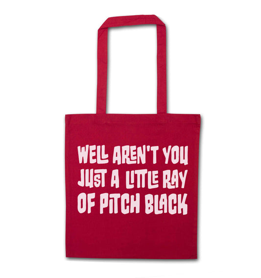 Well aren't you just a little ray of pitch black Kit red tote bag