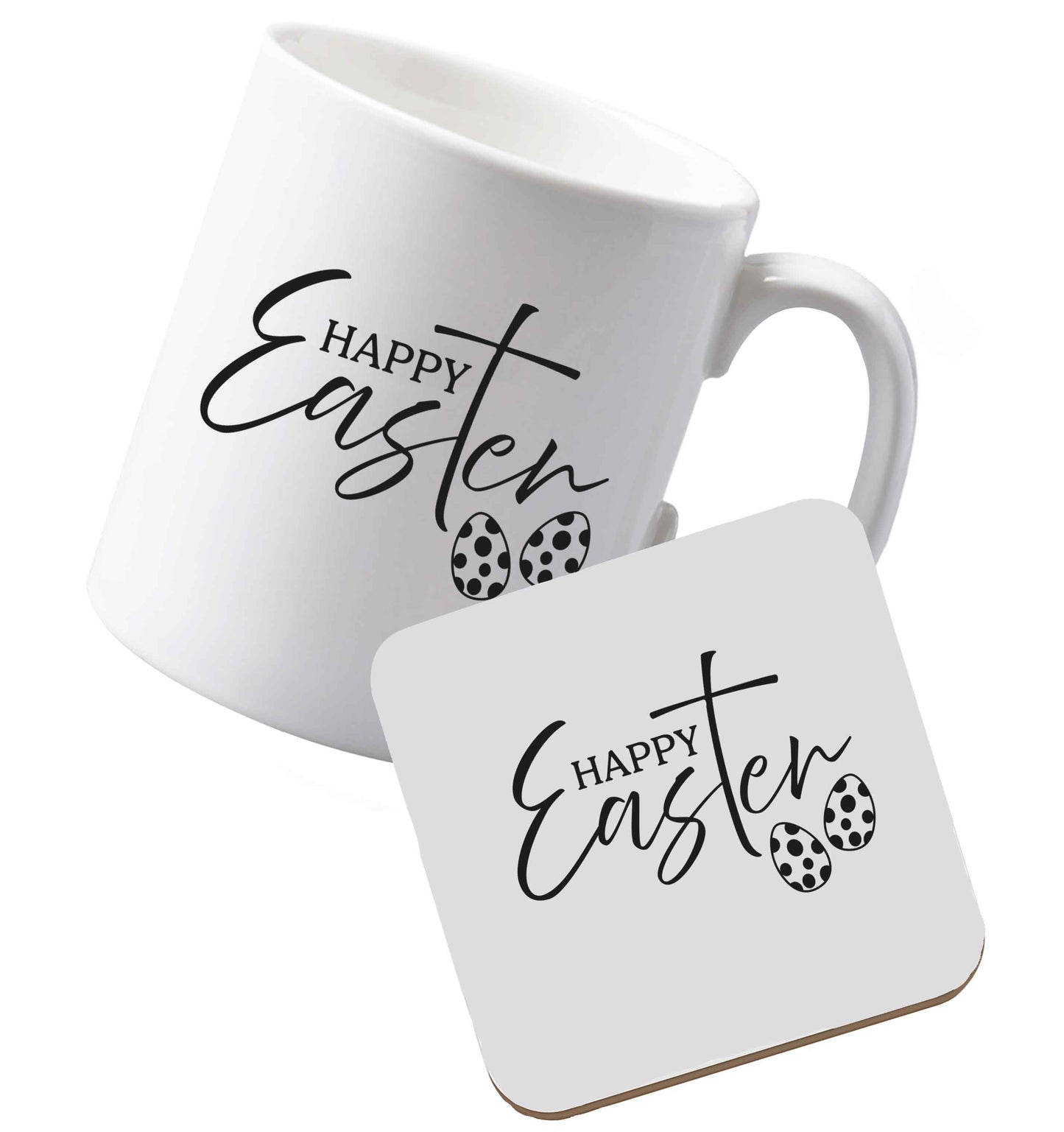 10 oz Ceramic mug and coasterHappy Easter both sides