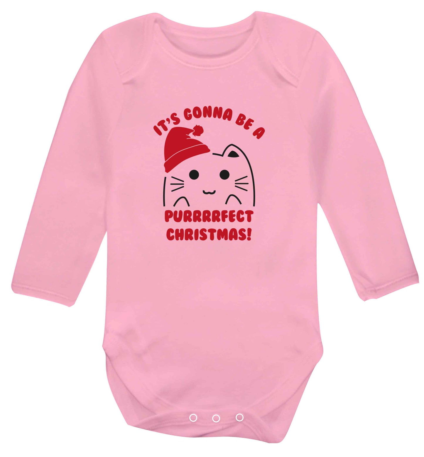 It's going to be a purrfect Christmas baby vest long sleeved pale pink 6-12 months
