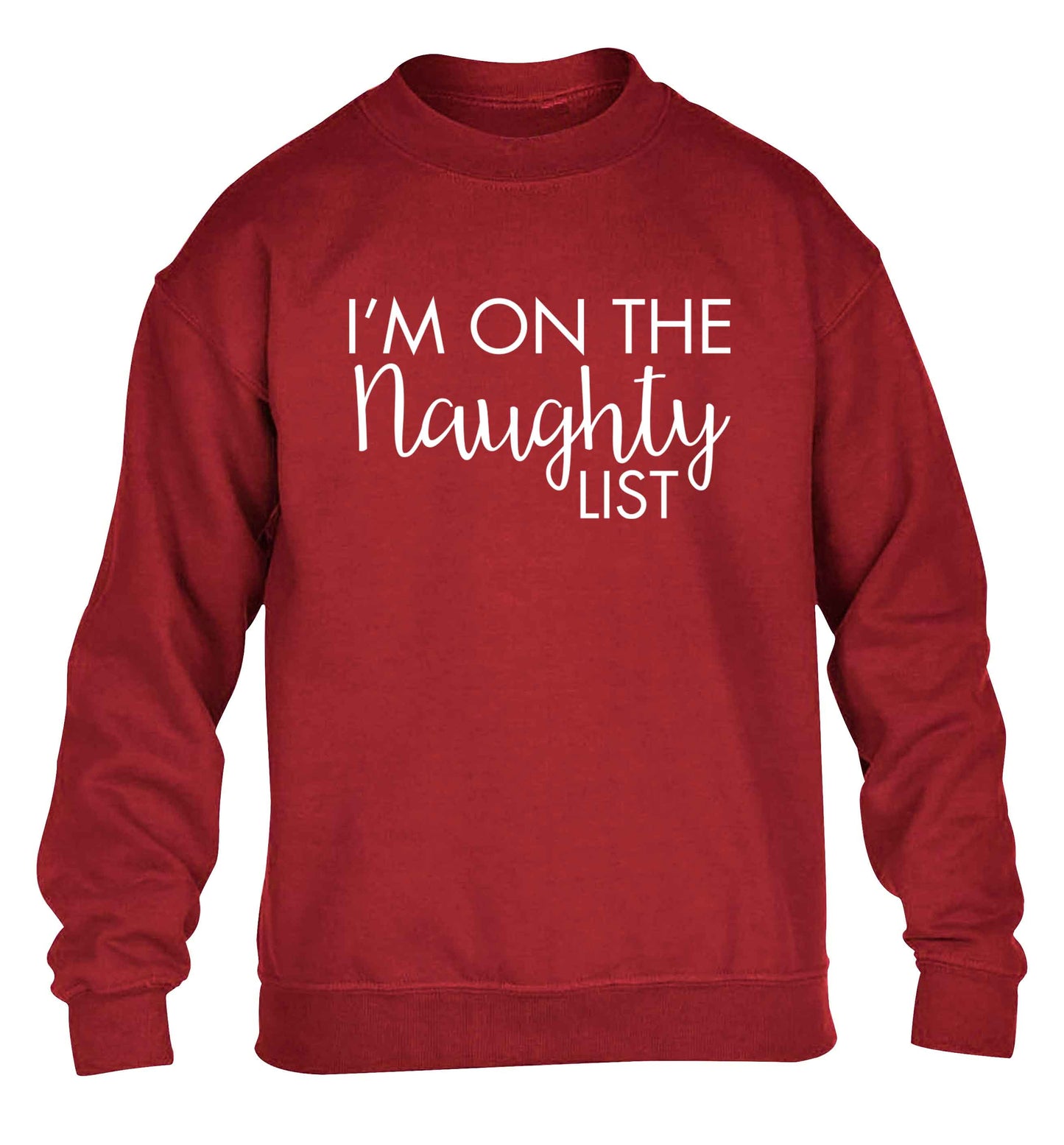 I'm on the naughty list children's grey sweater 12-13 Years