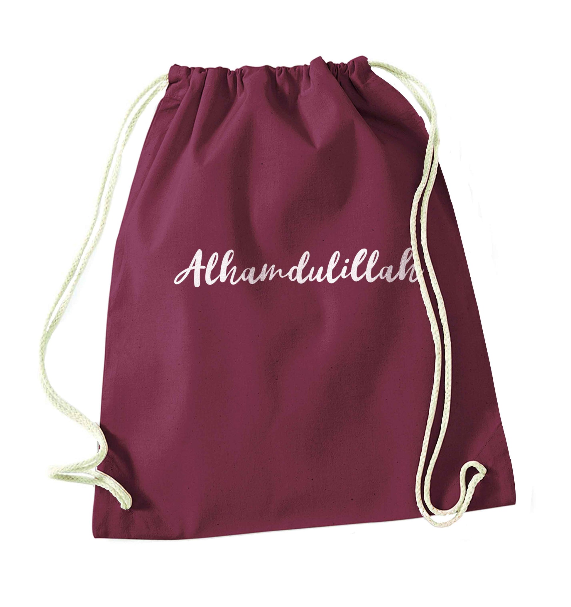 alhamdulillah maroon drawstring bag