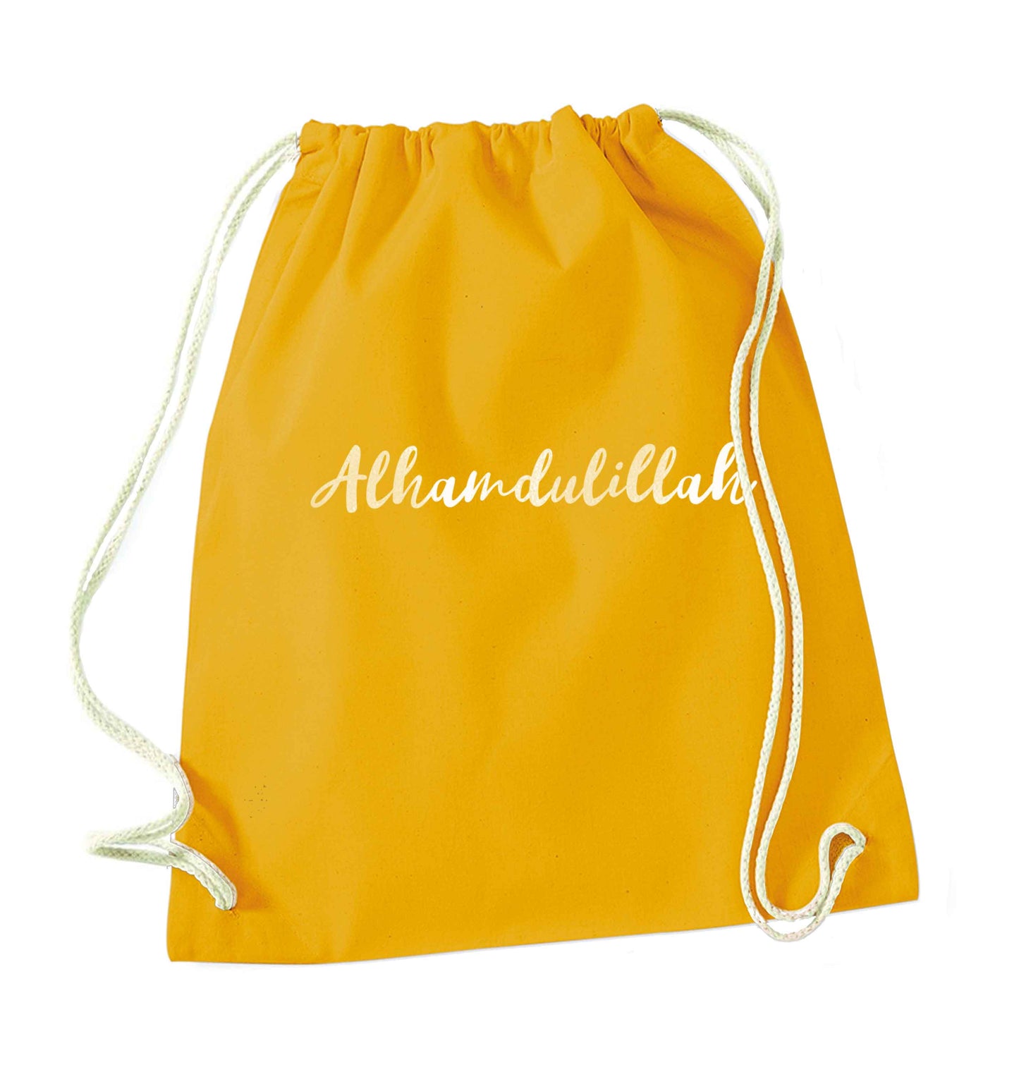 alhamdulillah mustard drawstring bag